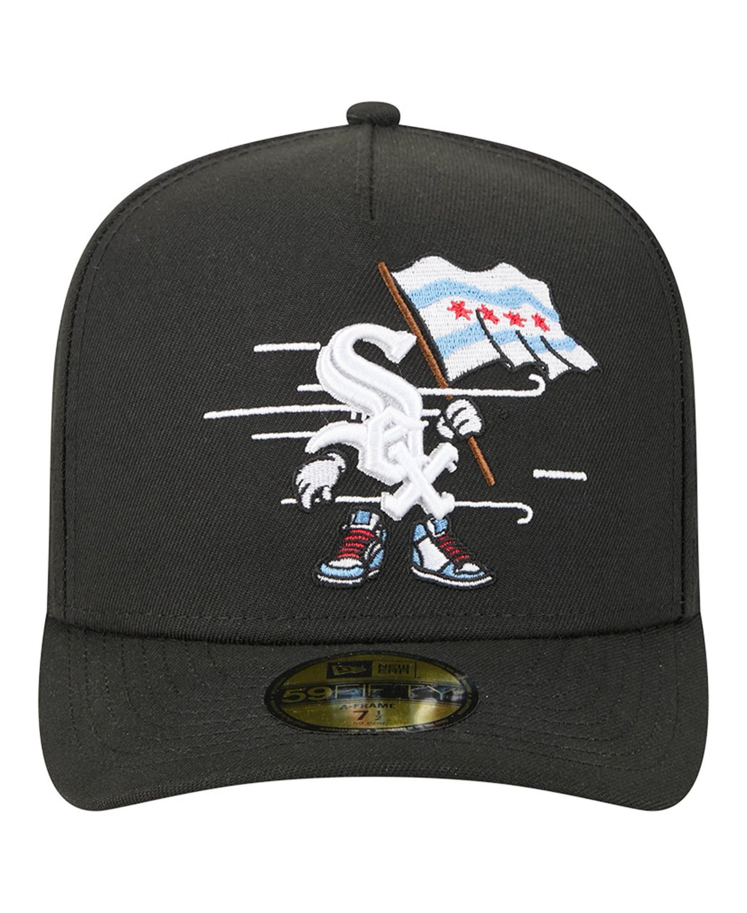Men's Black Chicago White Sox Cartoon A-Frame 59FIFTY Fitted Hat