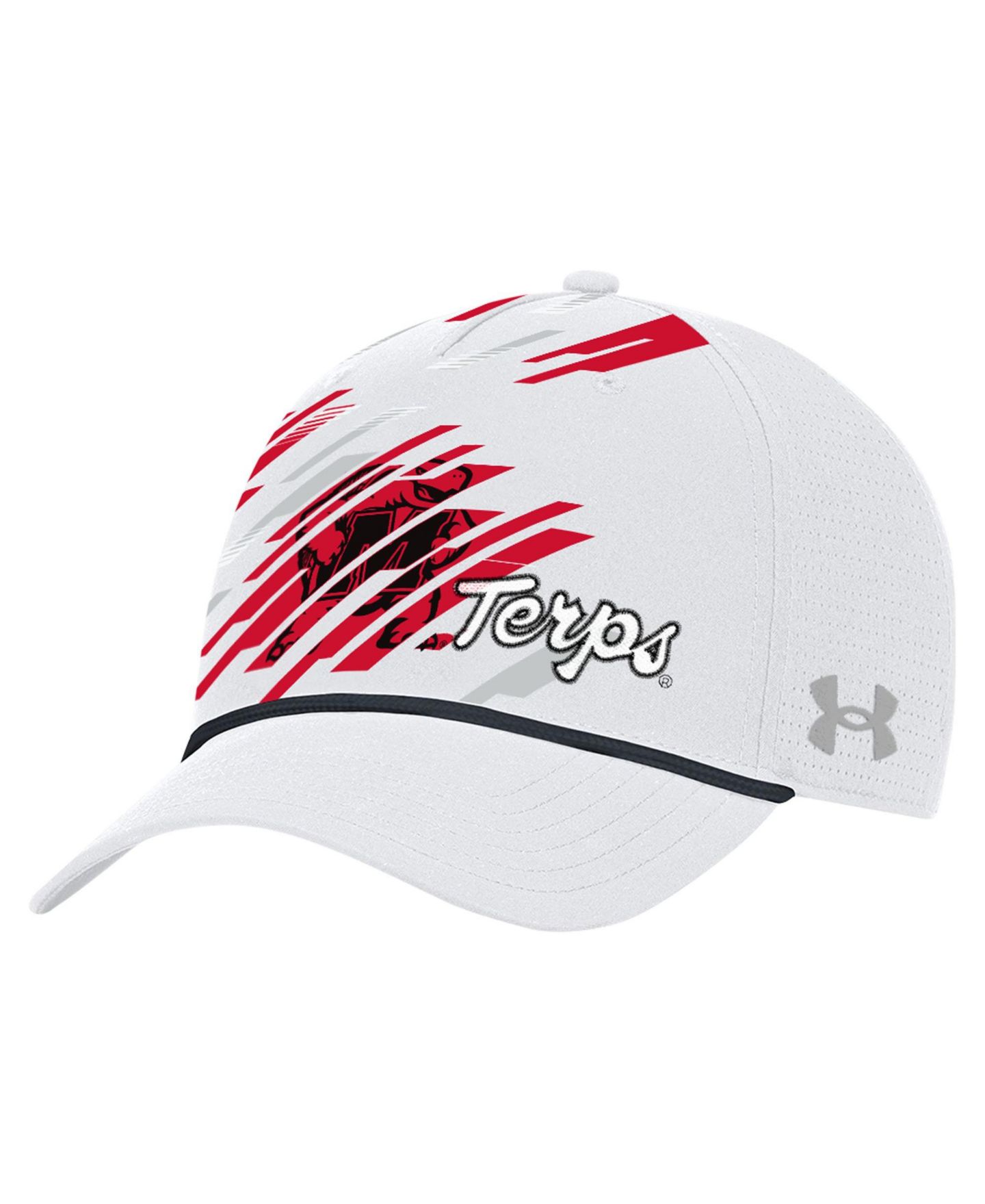 Мужская кепка Under Armour White Maryland Terrapins College Essentials Driver Rope Iso-Chill Adjustable Hat — фото 1