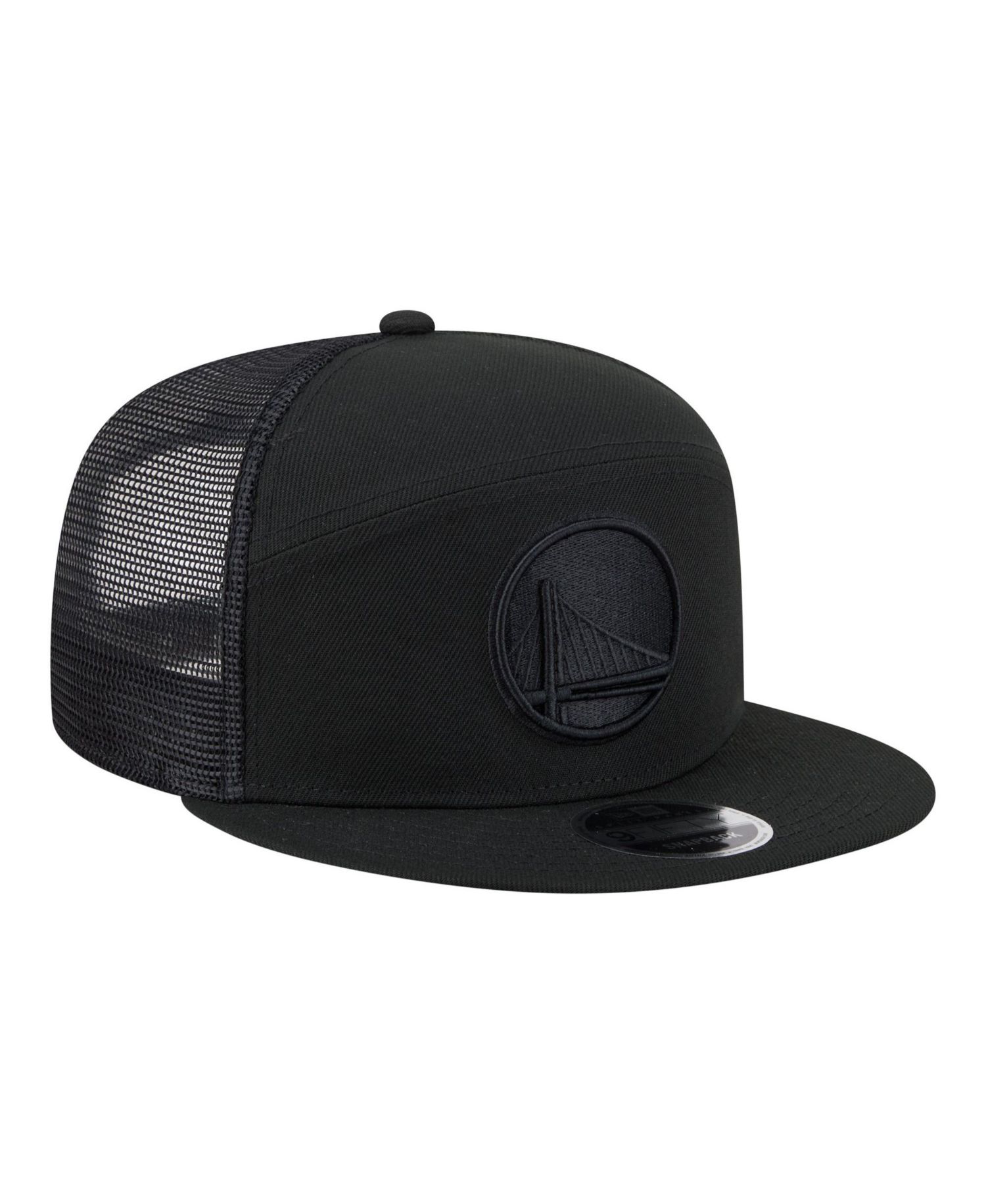 Men's Black Golden State Warriors Block Split Panel 9FIFTY Snapback Hat