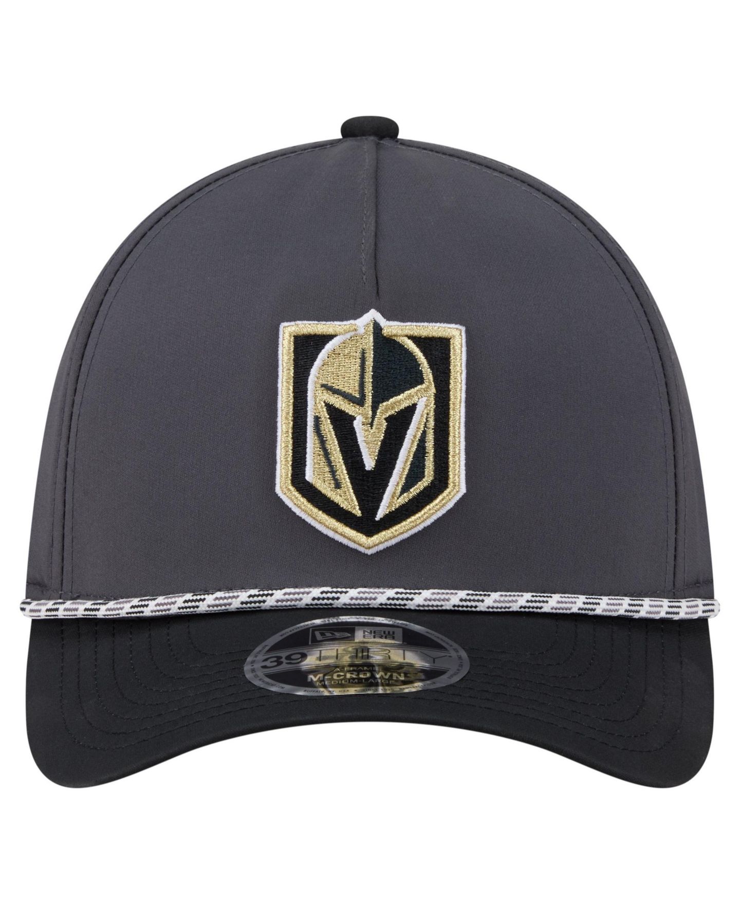 Мужская кепка New Era Charcoal/Black Vegas Golden Knights 2-Tone Featherweight 39THIRTY A-Frame M-Crown Flex Hat — фото 2