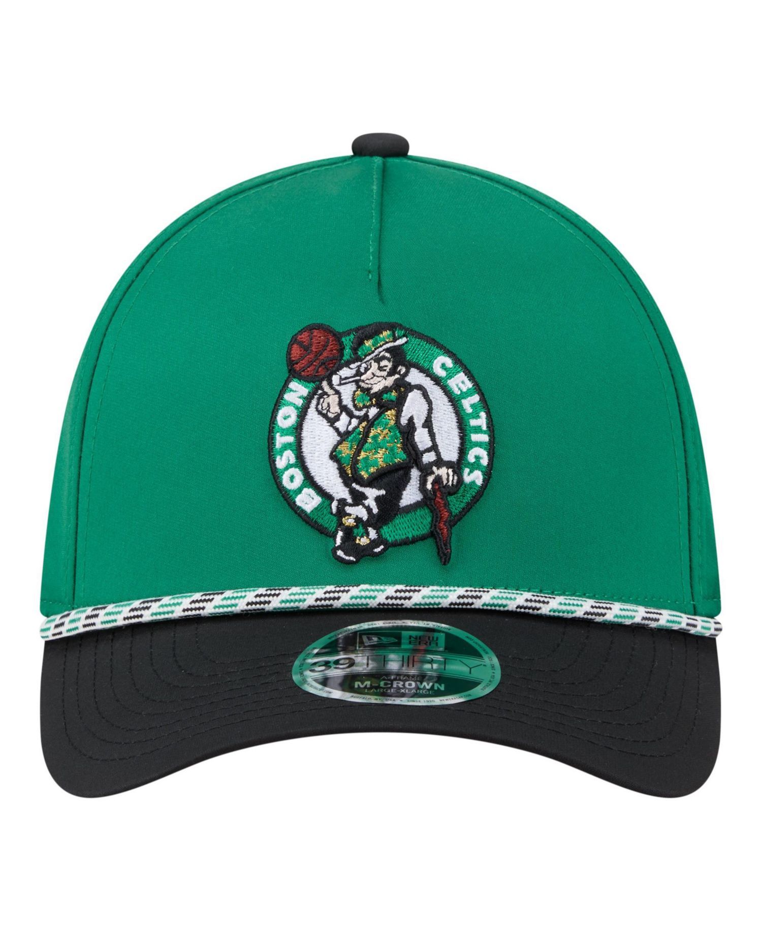 Men's Kelly Green/Black Boston Celtics Rope Two-Tone M-Crown A-Frame 39THIRTY Flex Hat