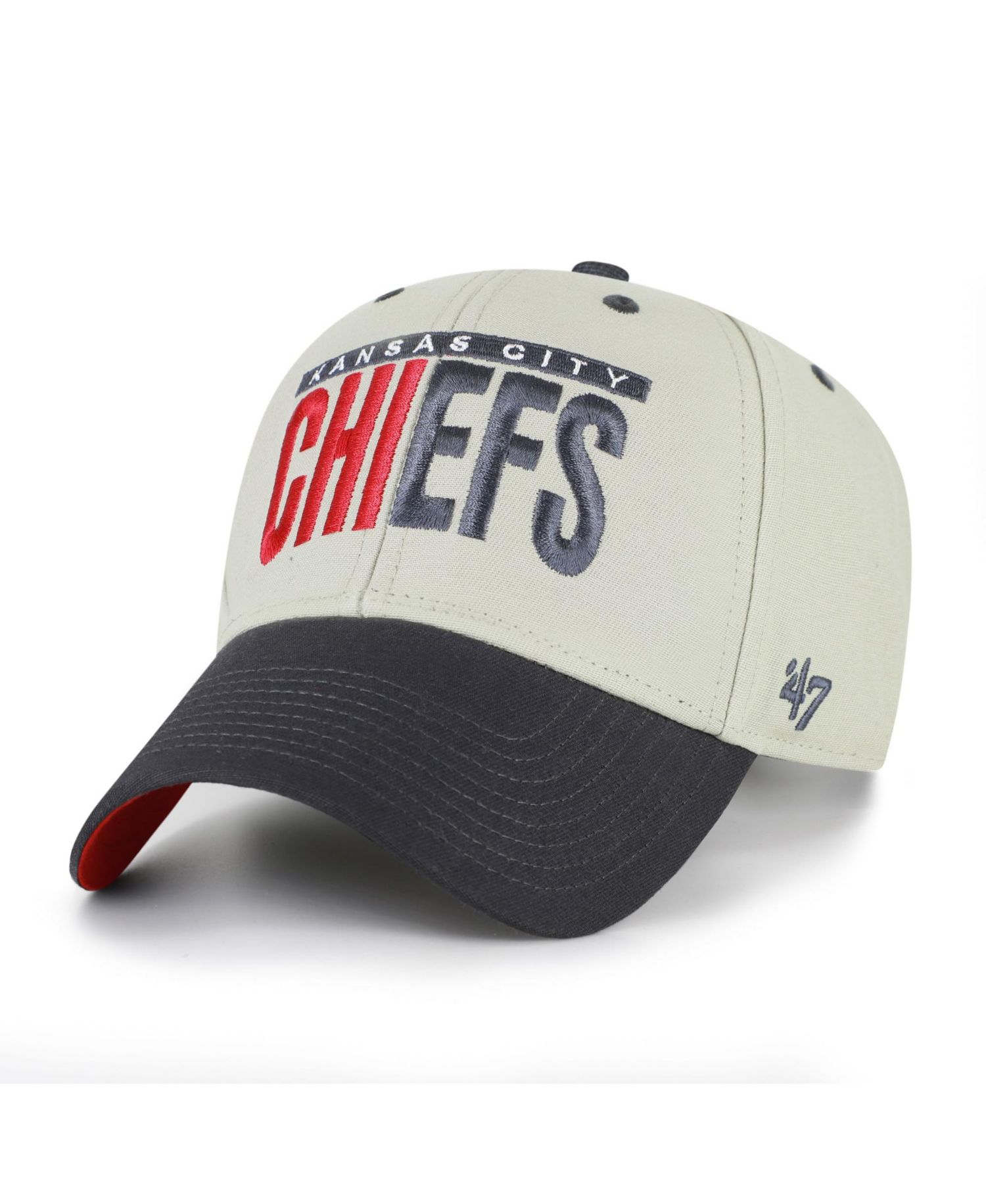 Men's '47 Gray/Black Kansas City Chiefs Half Block Text MVP Adjustable Hat