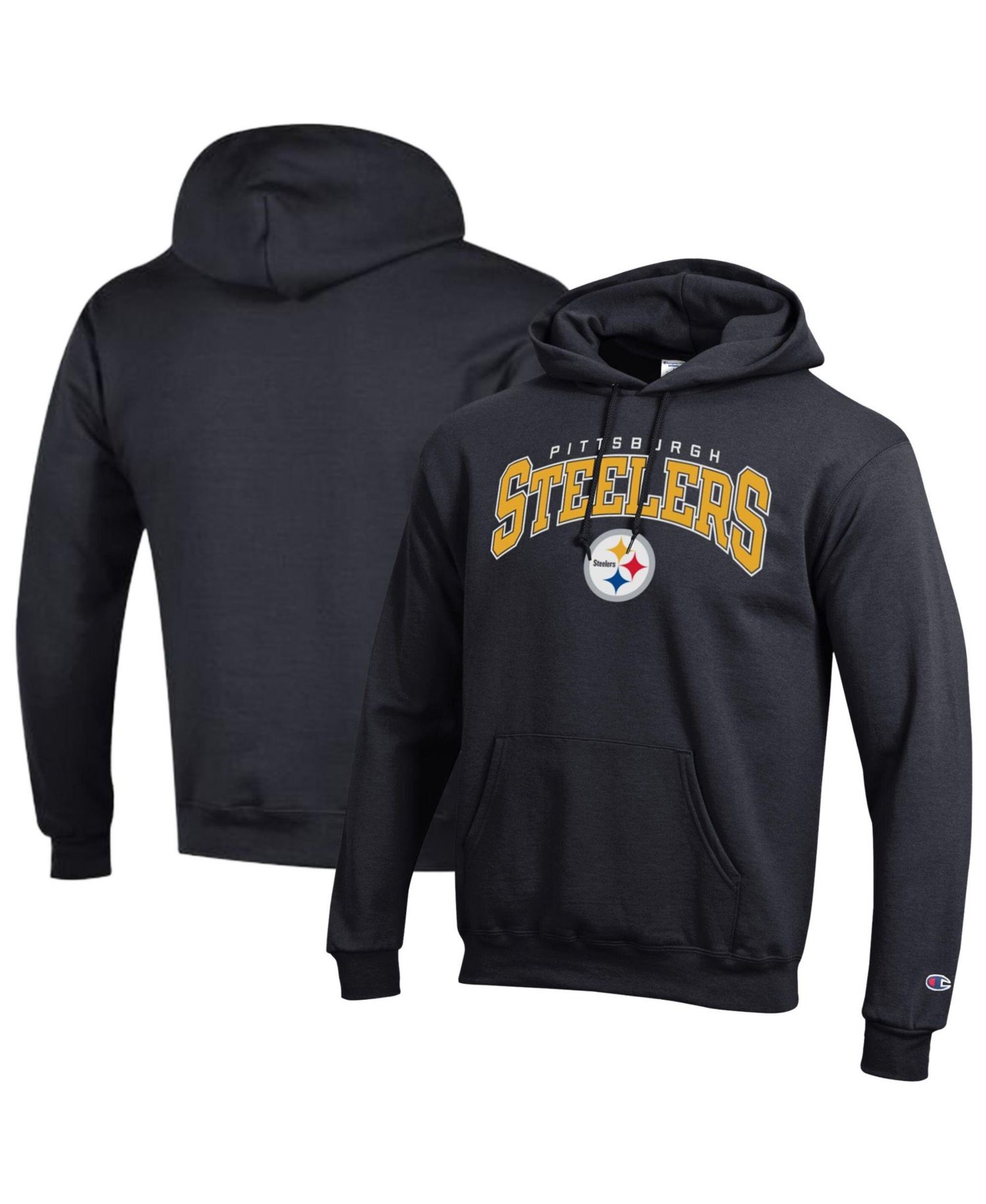 Men's Black Pittsburgh Steelers Powerblend Arch over Logo Hoodie