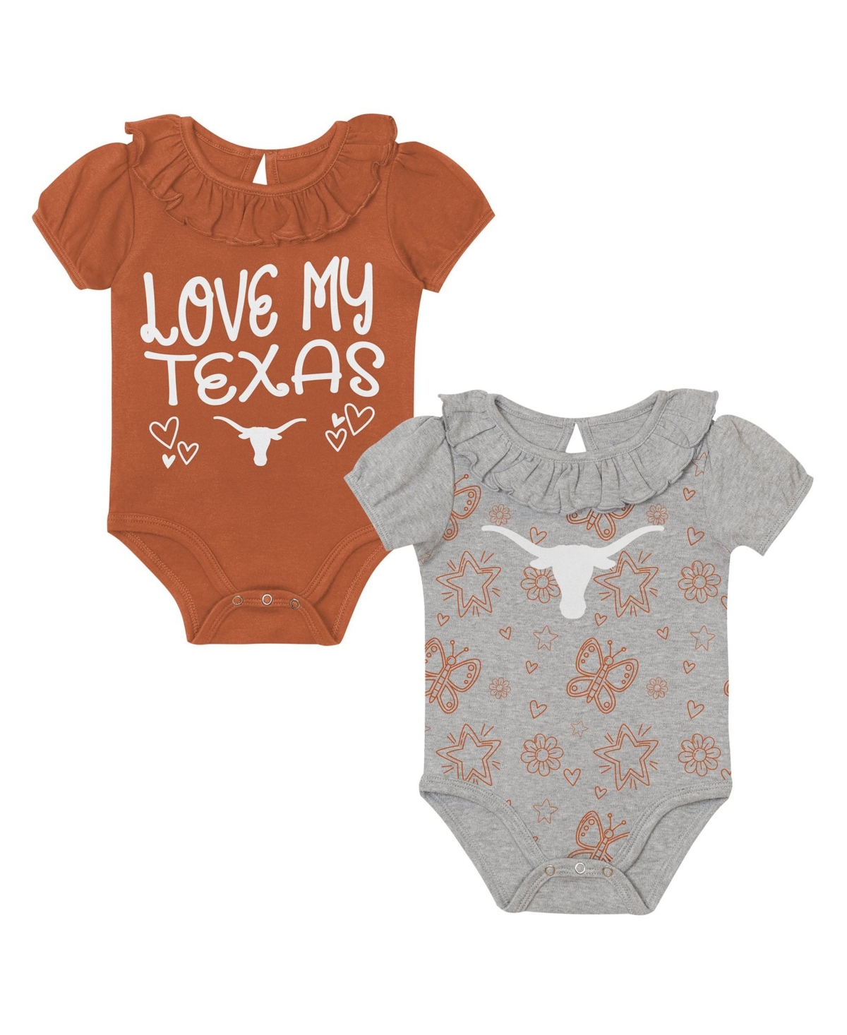 Outerstuff Baby Boys' And Girls' Playtime Ruffle Short-sleeve Bodysuit, 2-piece Set In Brown