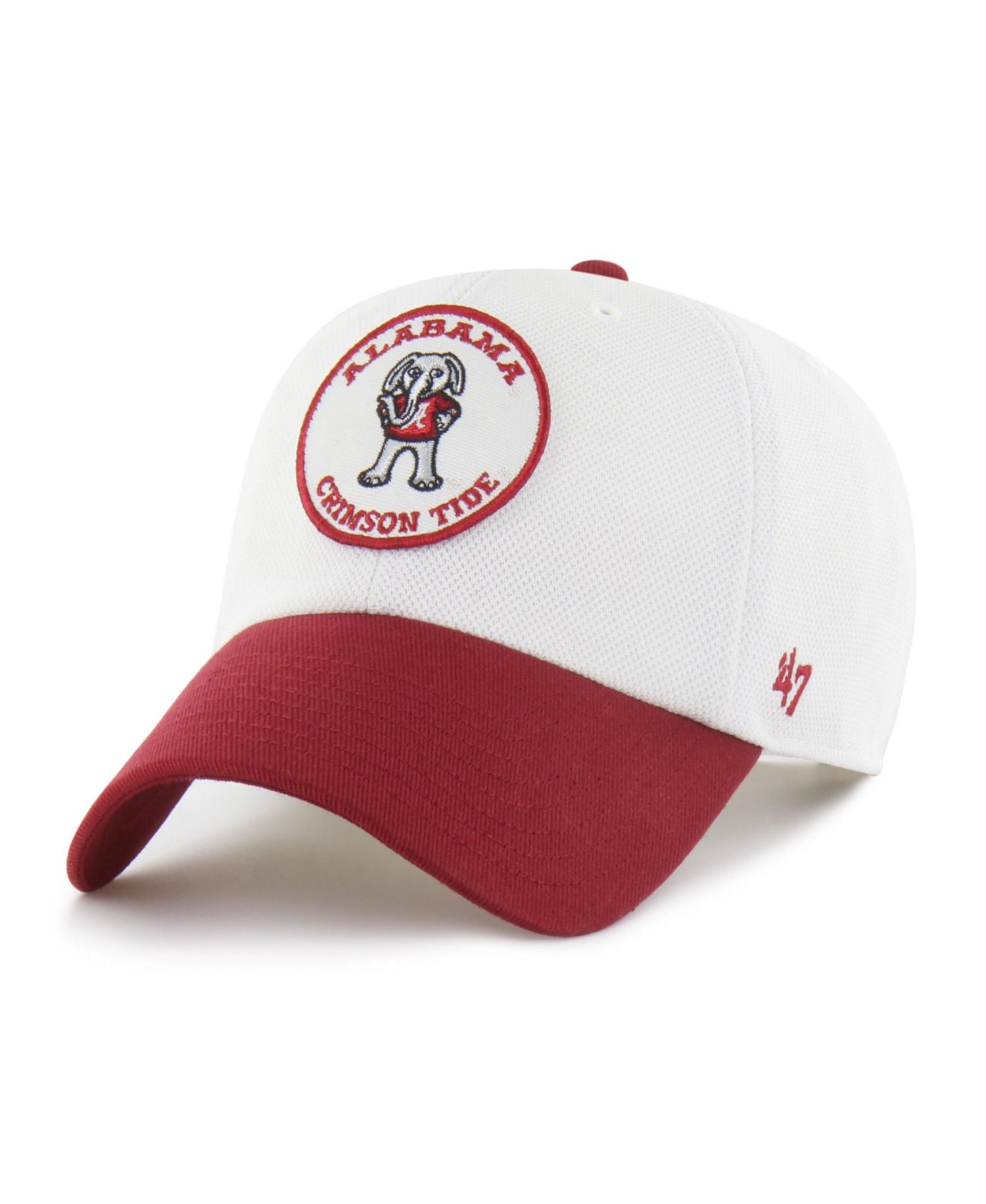 Men's and Women's '47 White/Crimson Alabama Crimson Tide Pique Patch Clean Up Adjustable Hat