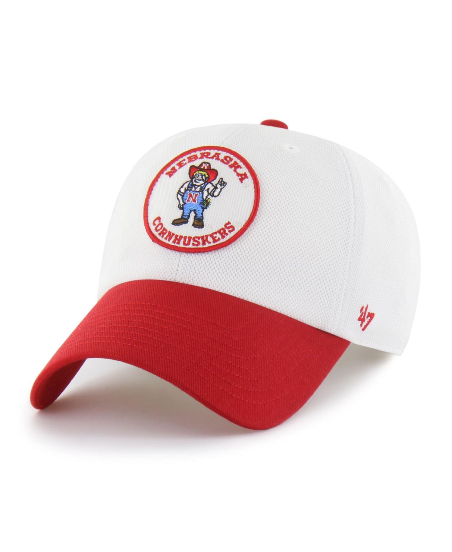 Men's and Women's '47 White/Scarlet Nebraska Huskers Pique Patch Clean Up Adjustable Hat
