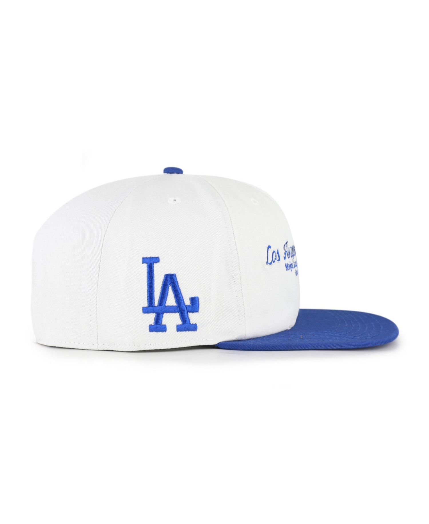 Men's '47 White/Royal Los Angeles Dodgers Script Stack Relaxed Captain Snapback