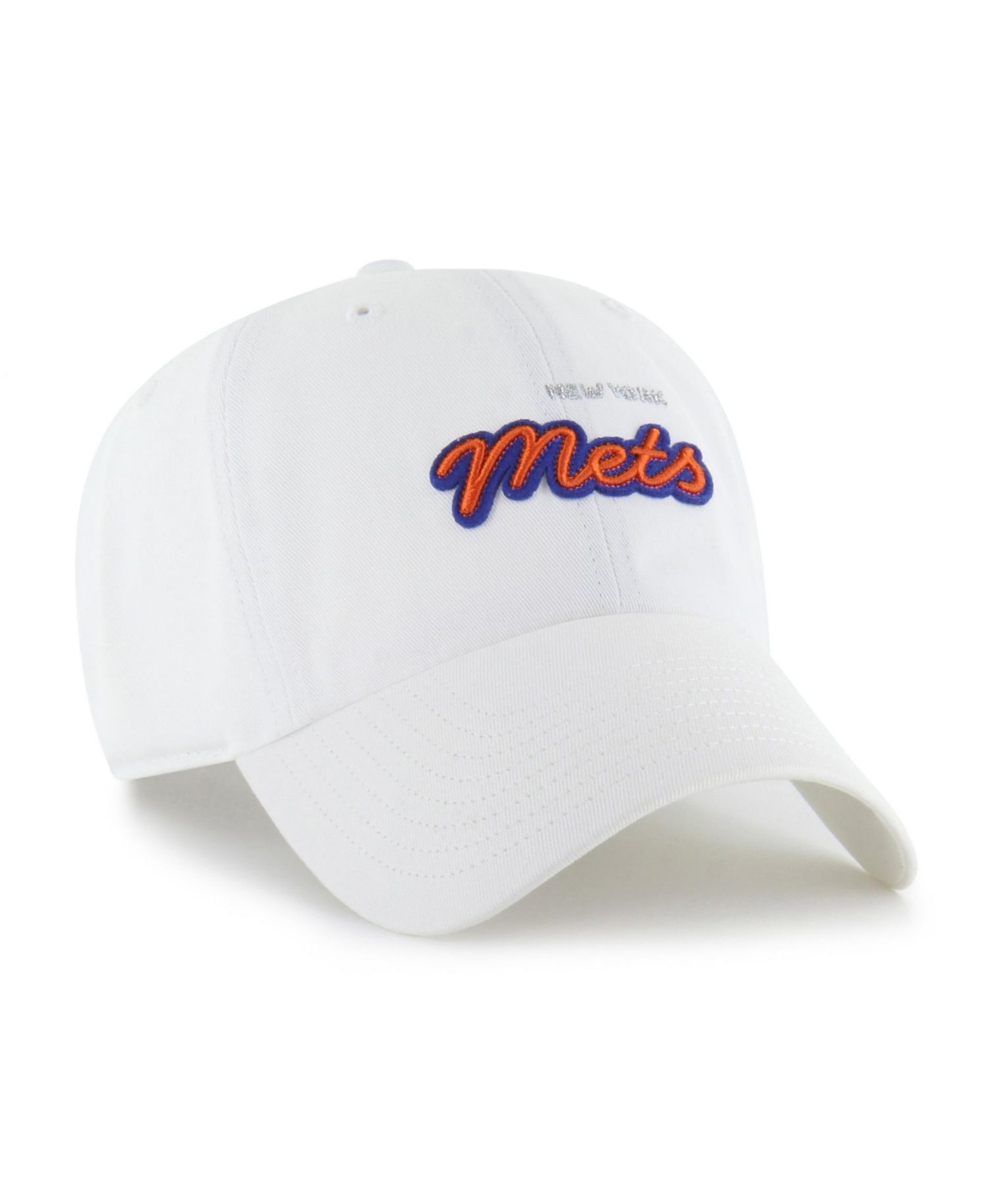 Women's '47 White New York Mets Trendy Script Clean Up Adjustable Hat
