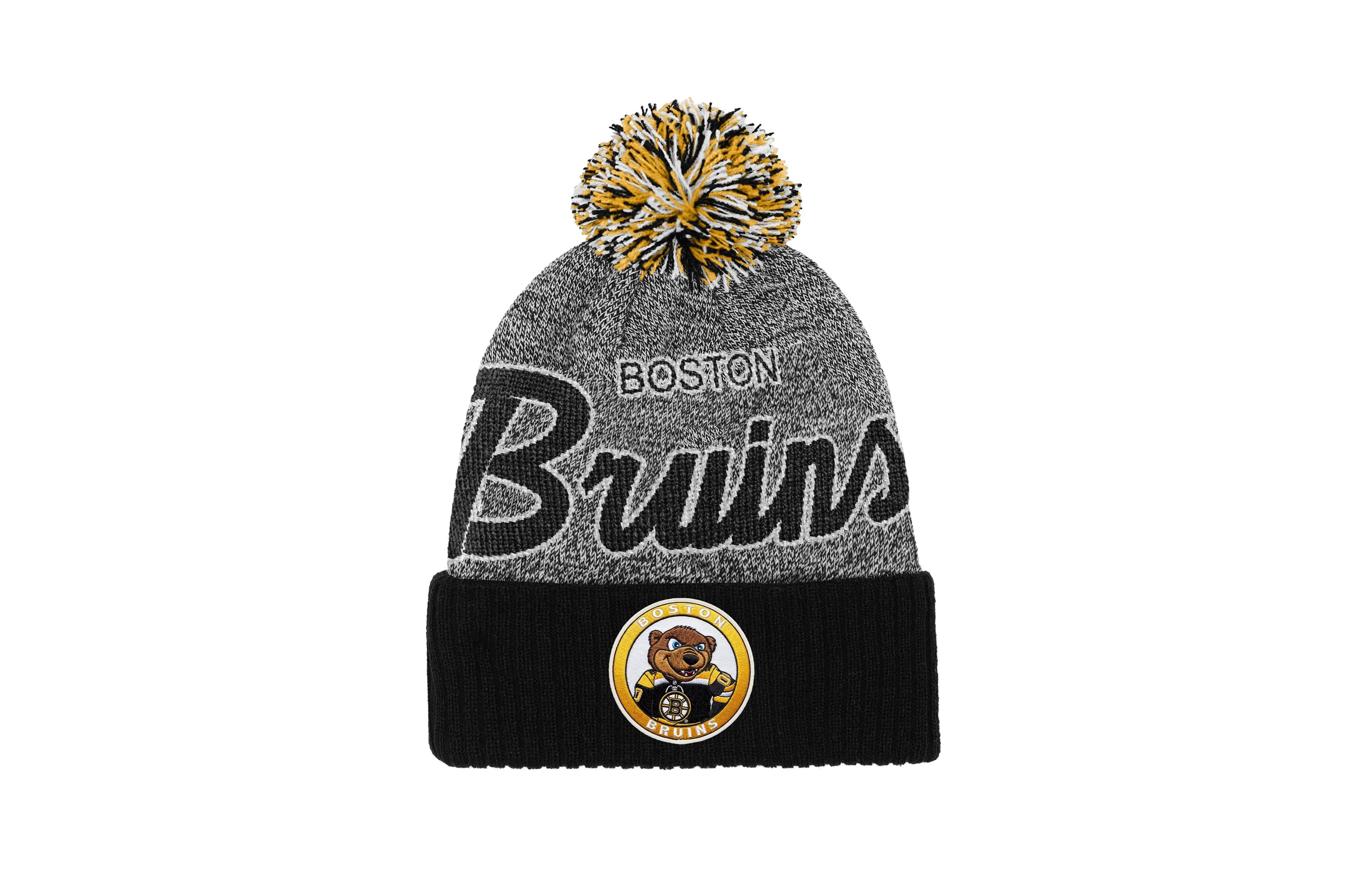 Mitchell & Ness Big Boys' and Girls' Boston Bruins Mascot Pom Beanie