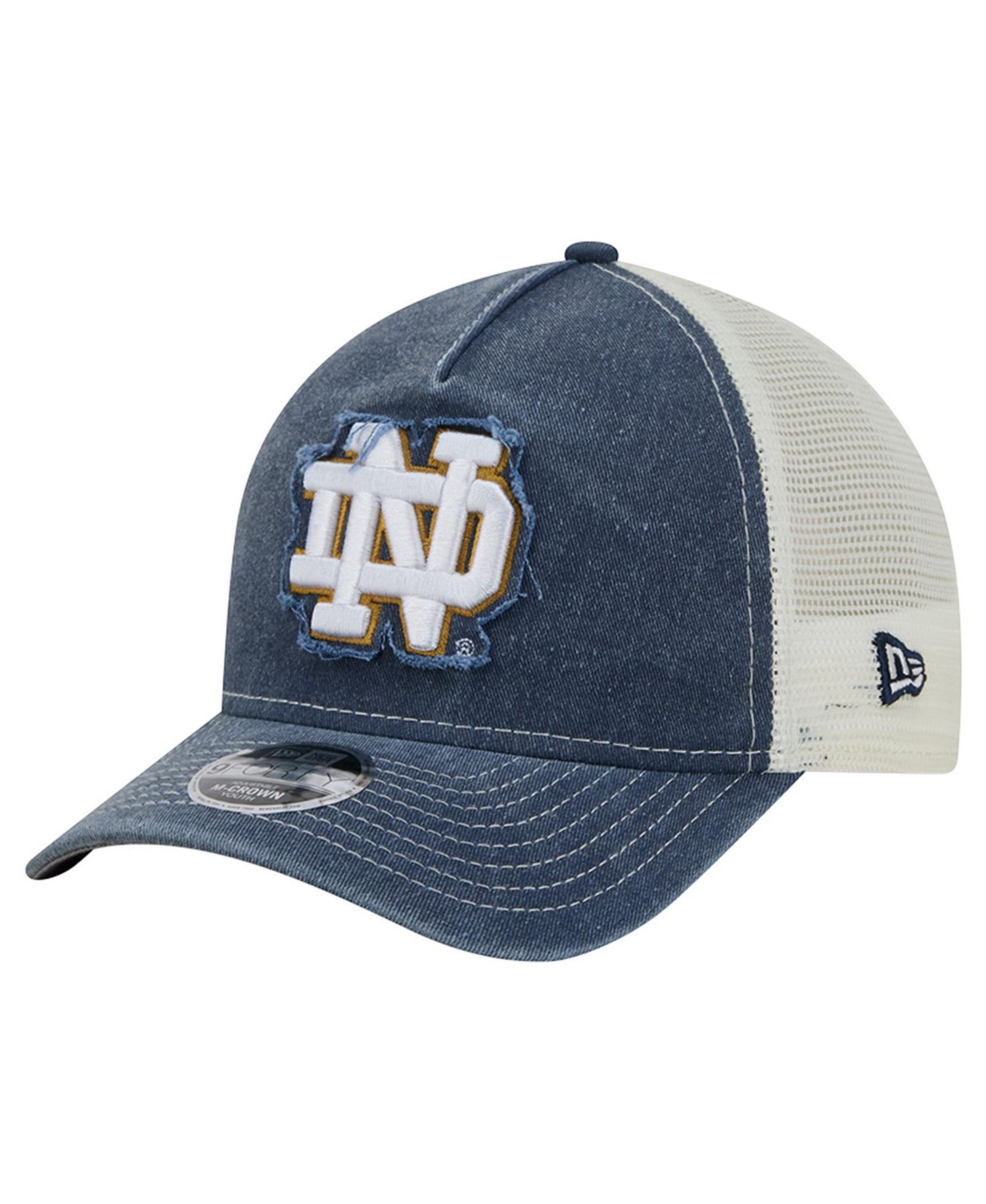 Big Boys and Girls Navy Notre Dame Fighting Irish Retro A-Frame Adjustable Trucker Hat