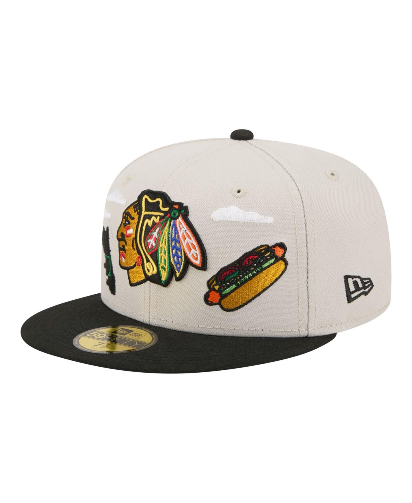 Мужская кепка New Era Tan/Black Chicago Blackhawks Localized City Icon 59FIFTY Fitted Hat — фото 1
