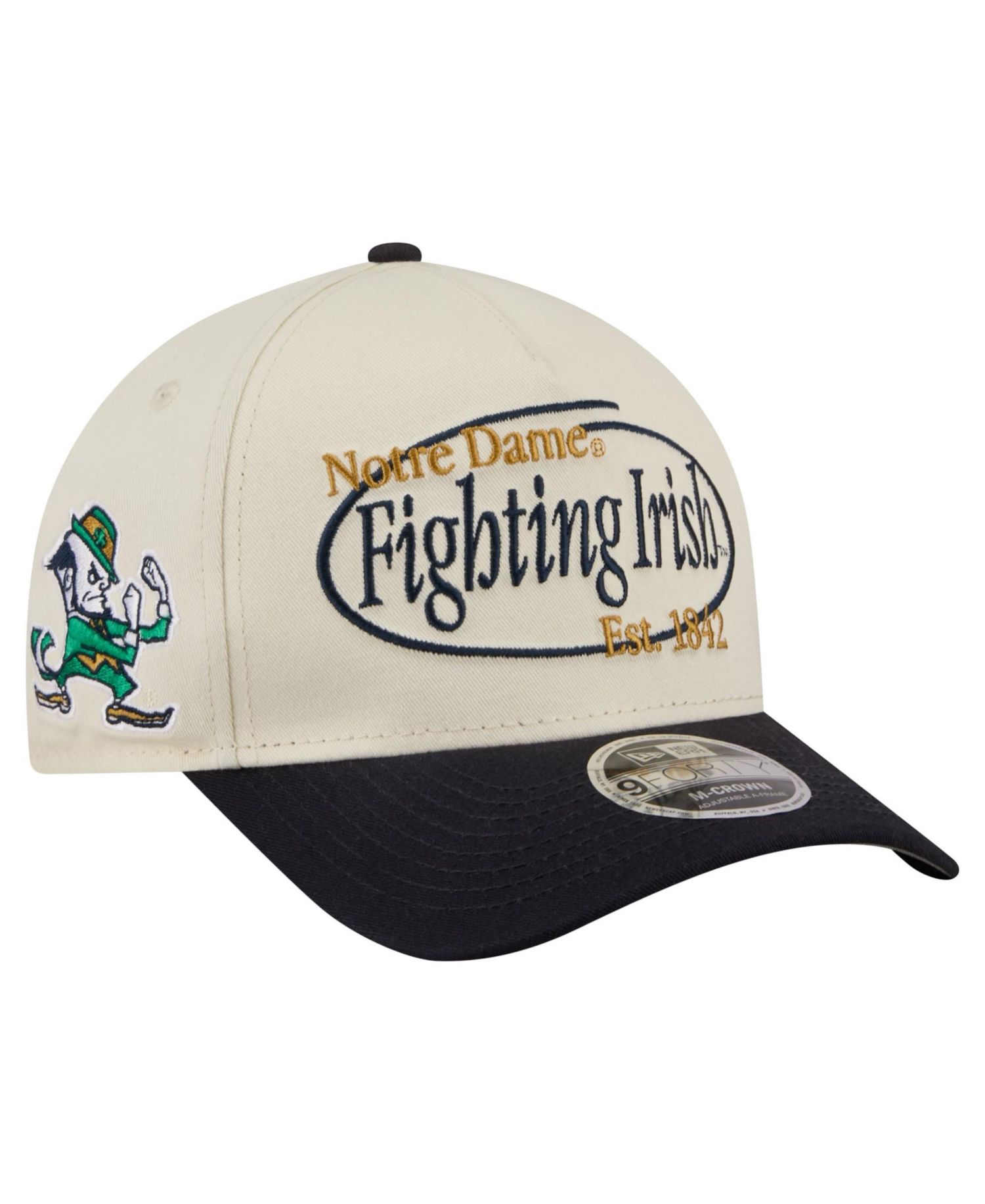 Men's Natural/Navy Notre Dame Fighting Irish Prepster 9FORTY M-Crown Adjustable Hat