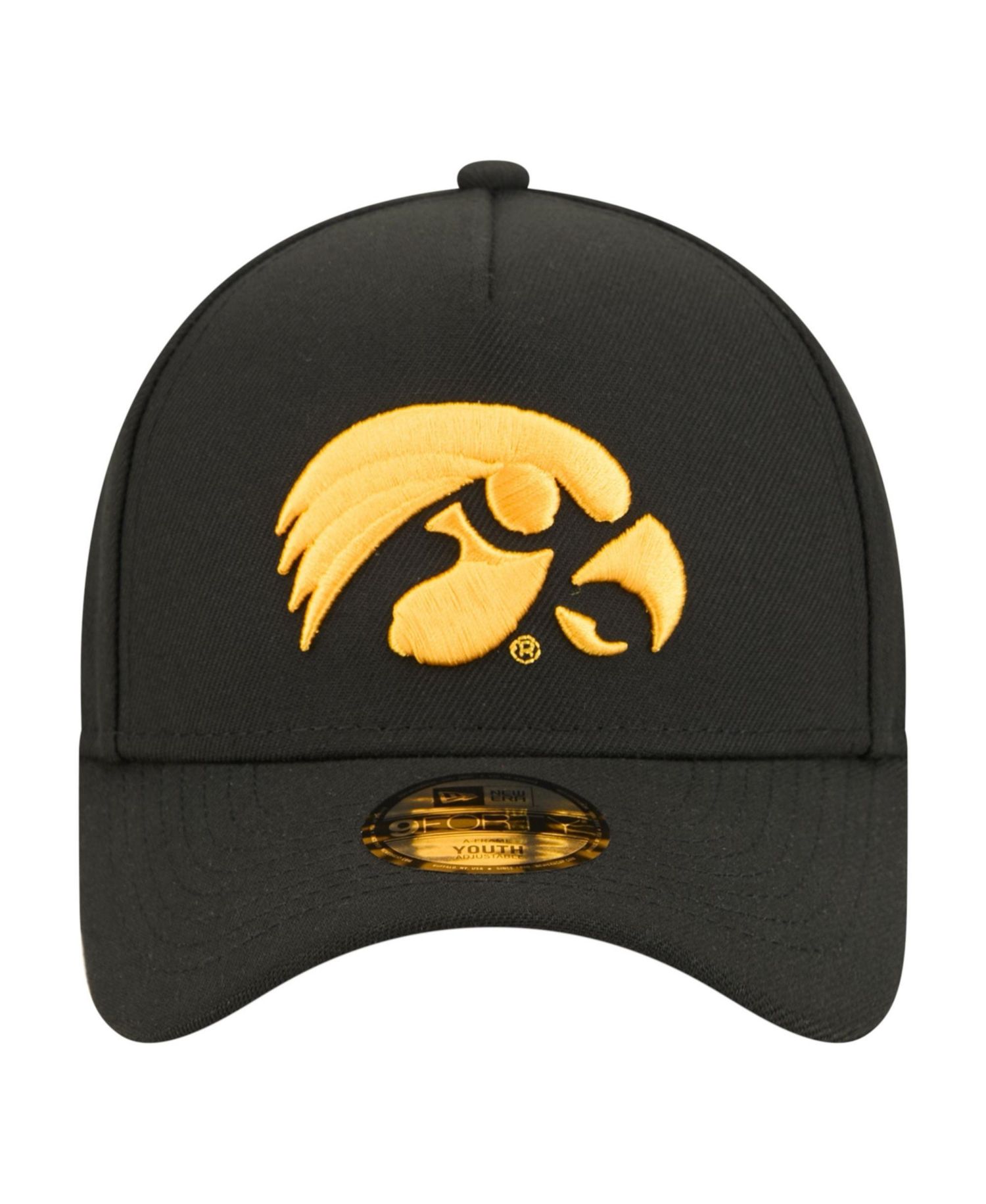 Big Boys and Girls Black Iowa Hawkeyes 9FORTY A-Frame Adjustable Hat