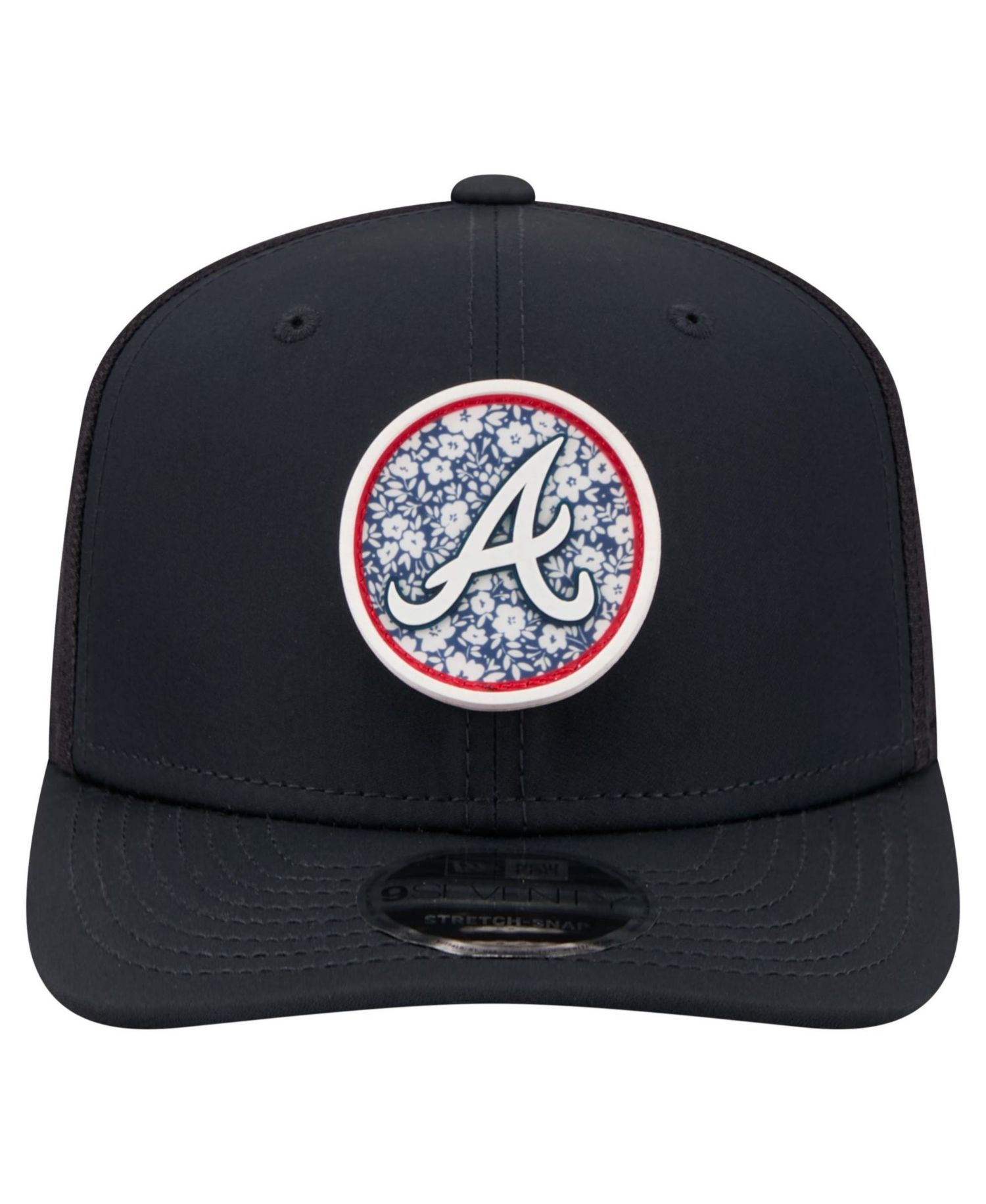 Men's Navy Atlanta Braves Floral Patch 9SEVENTY Adjustable Hat