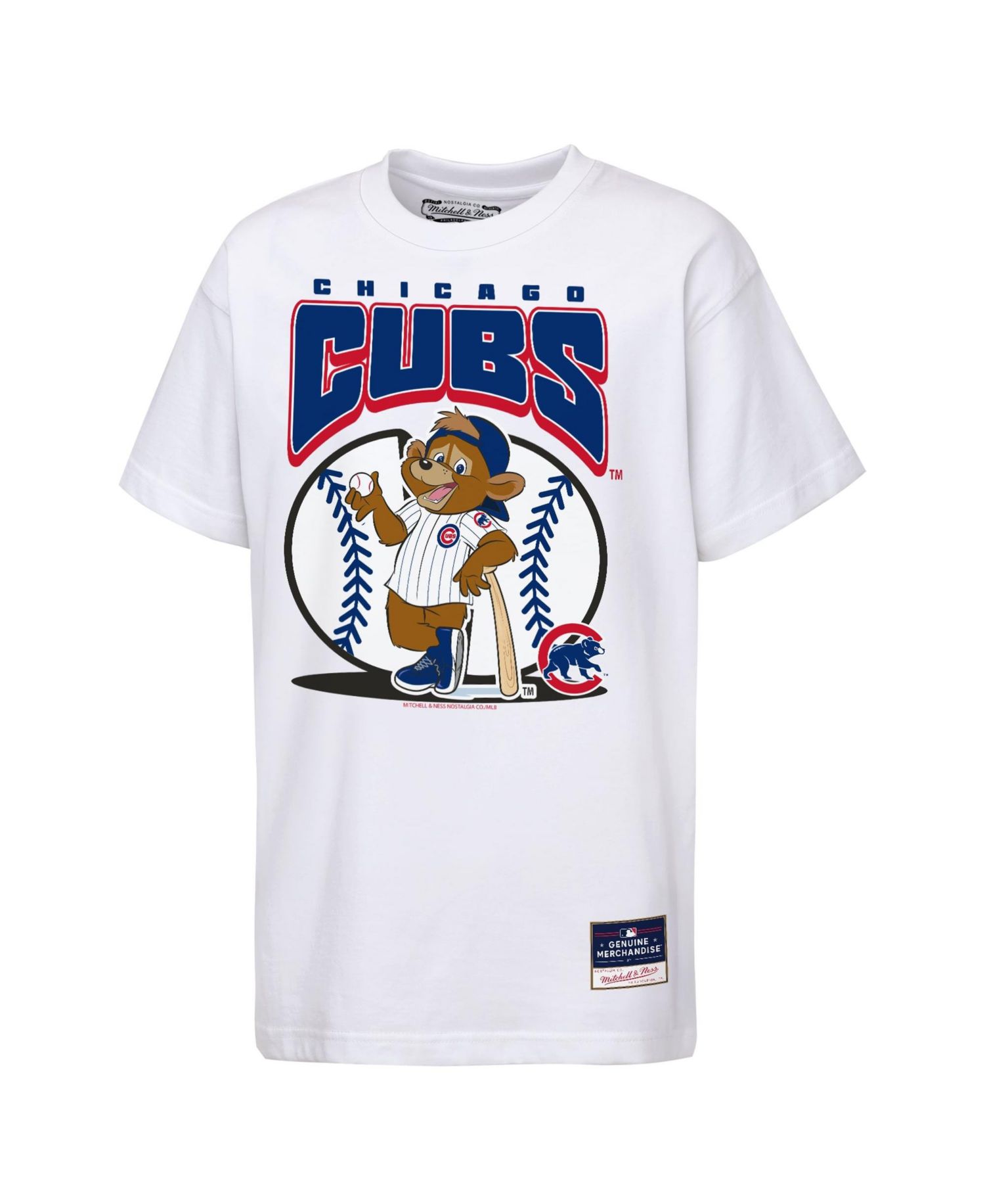 Big Boys and Girls White Chicago Cubs Mascot Mania T-Shirt