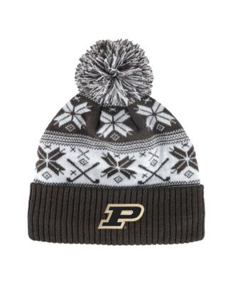 Men's and Women's  Charcoal Purdue Boilermakers Cuffed Knit Hat with Pom