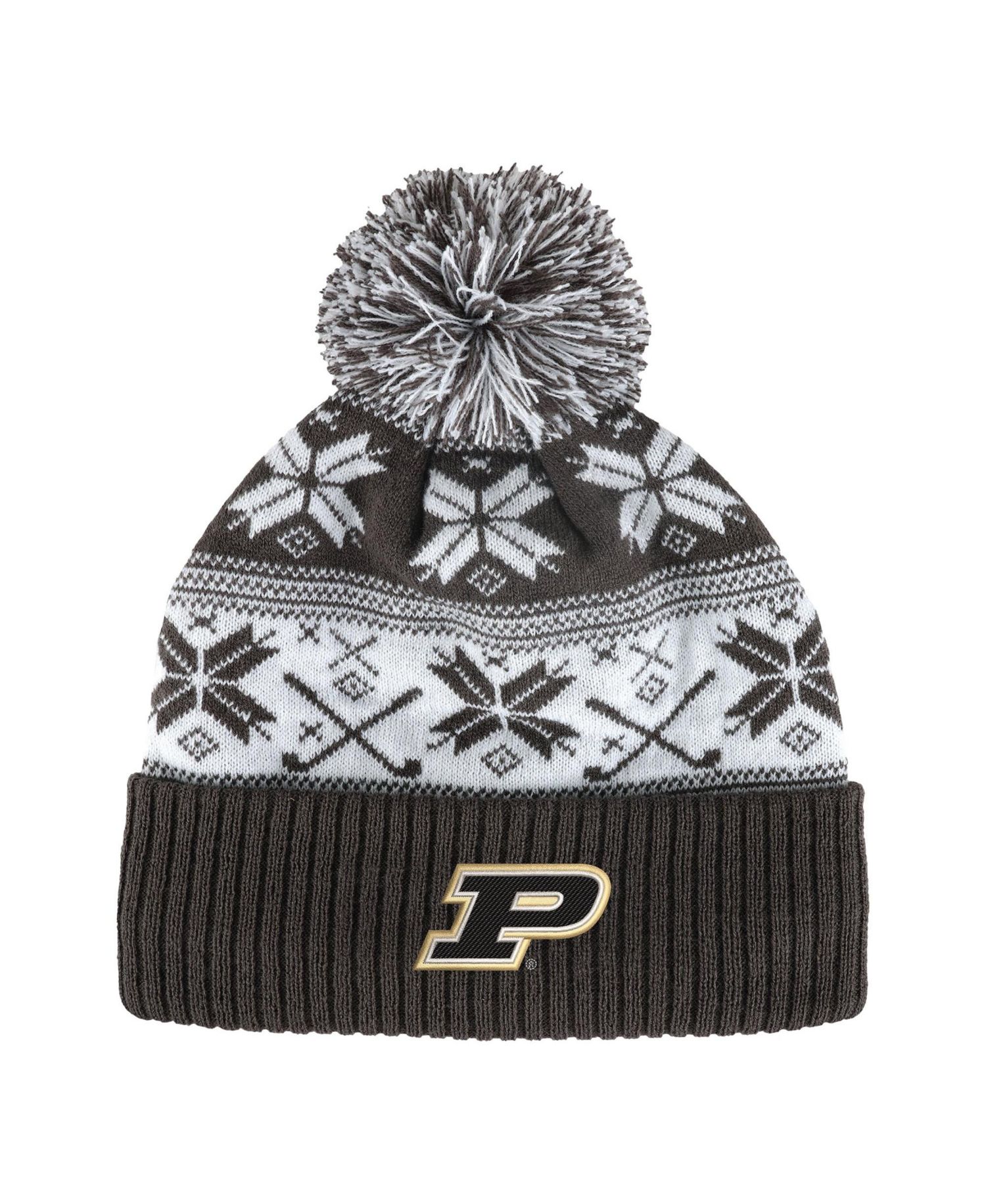 Men's and Women's Charcoal Purdue Boilermakers Cuffed Knit Hat with Pom