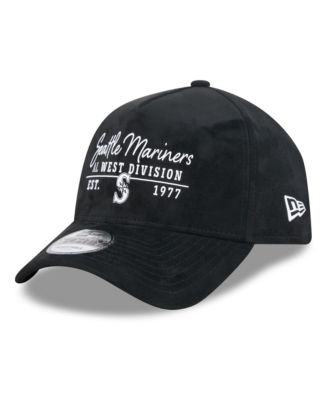 Men's and Women's Black Seattle Mariners Script Text 9FORTY A-Frame Adjustable Hat