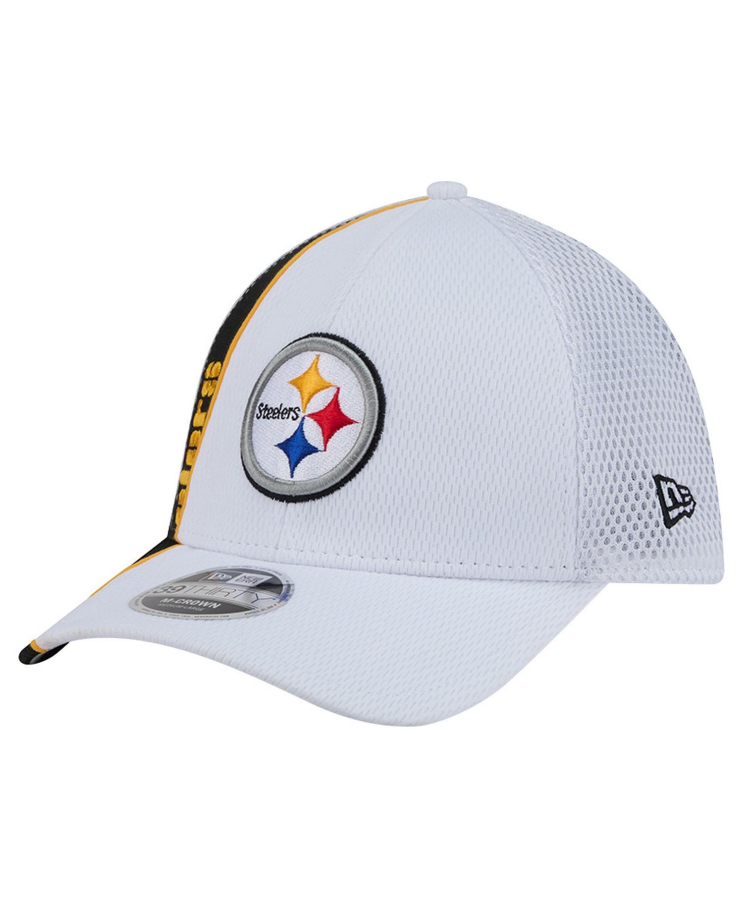Men's White/Black Pittsburgh Steelers Dash 39THIRTY M-Crown Flex Hat