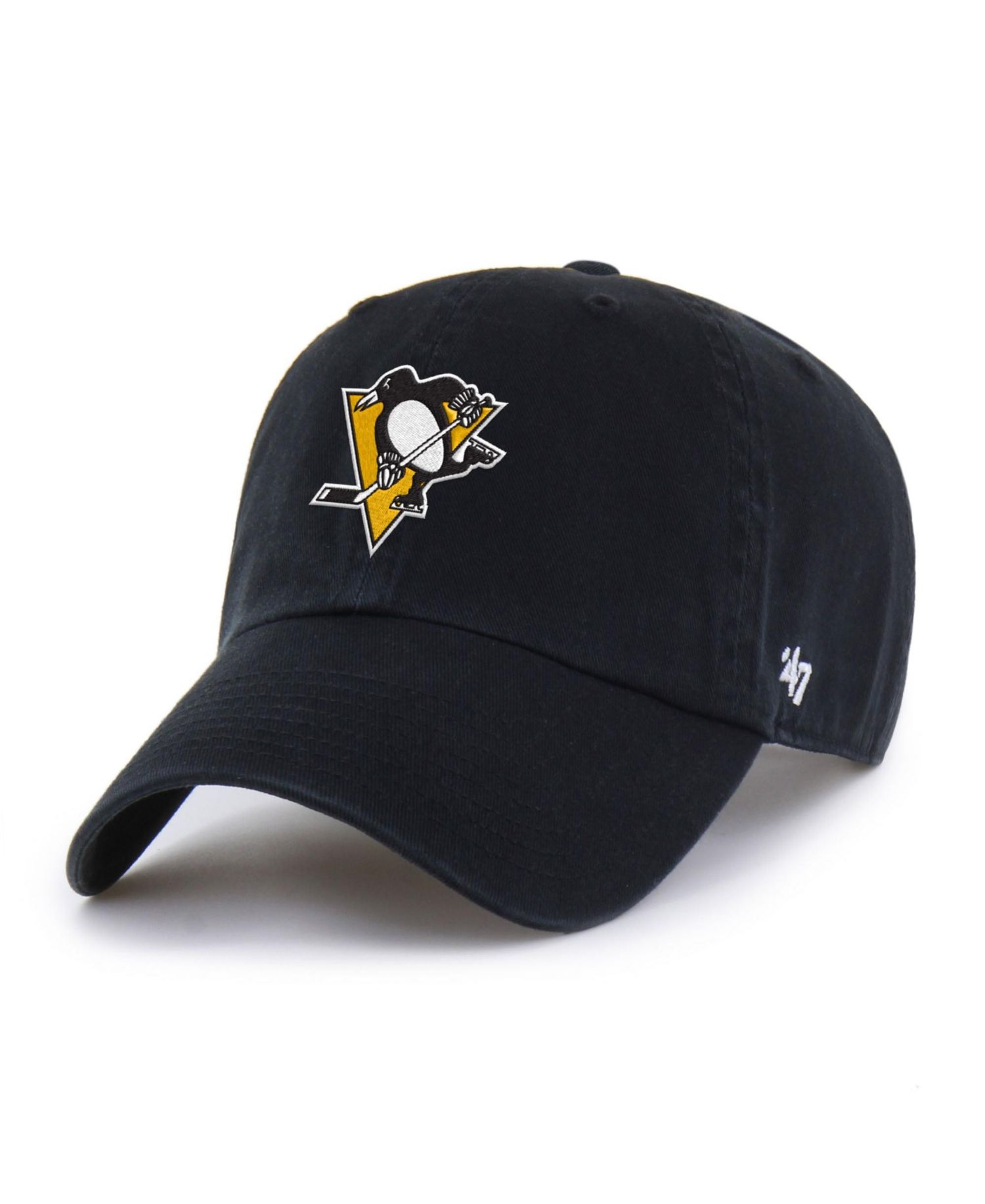 Men's '47 Black Pittsburgh Penguins Logo Clean Up Adjustable Hat