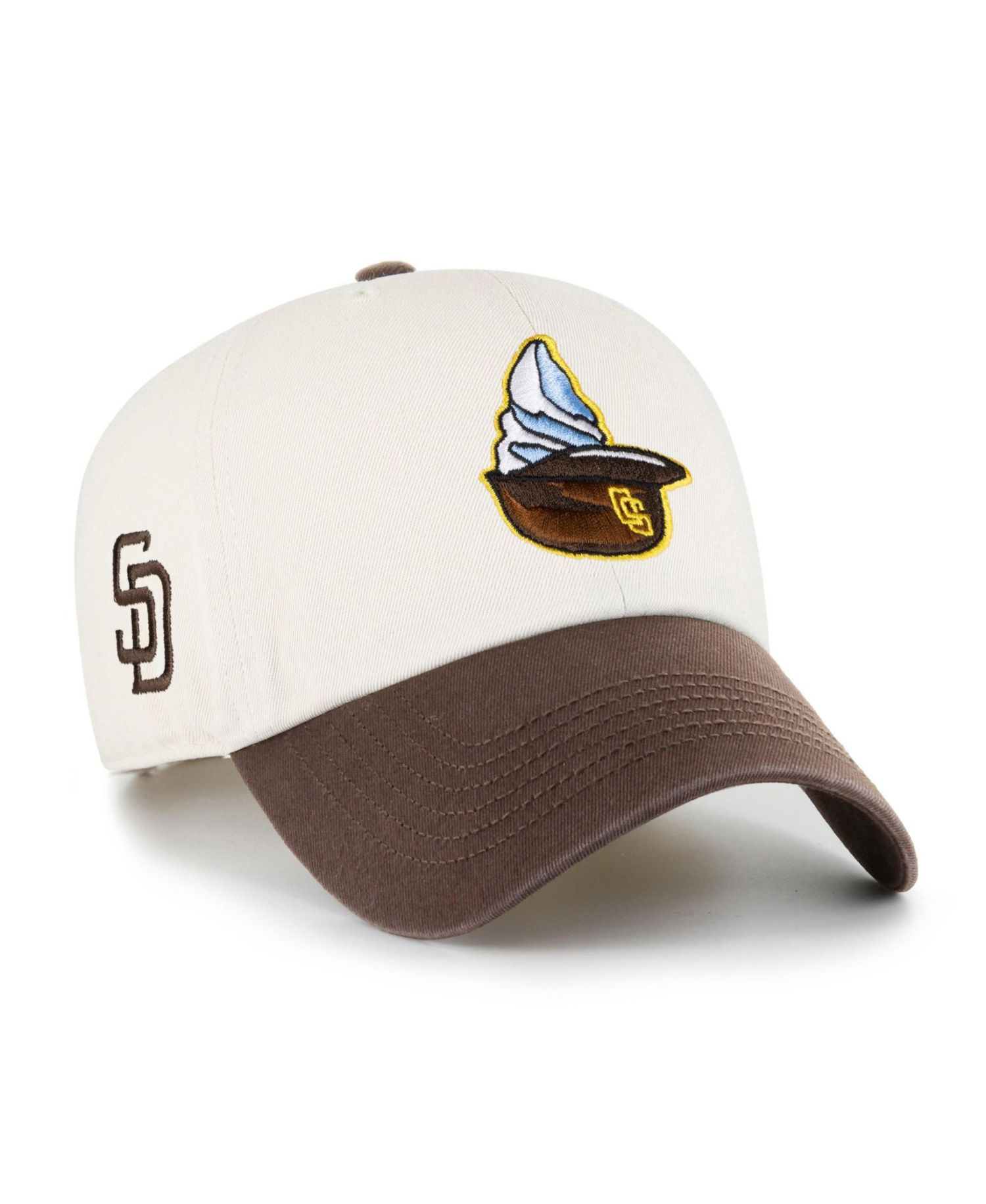 Men's and Women's '47 Natural San Diego Padres Single Swirl Ice Cream Helmet 2.0 Clean Up Adjustable Hat