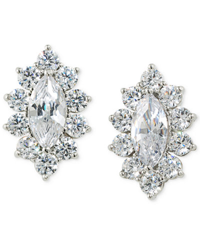 Carolee Silver-Tone Marquise Crystal Stud Earrings