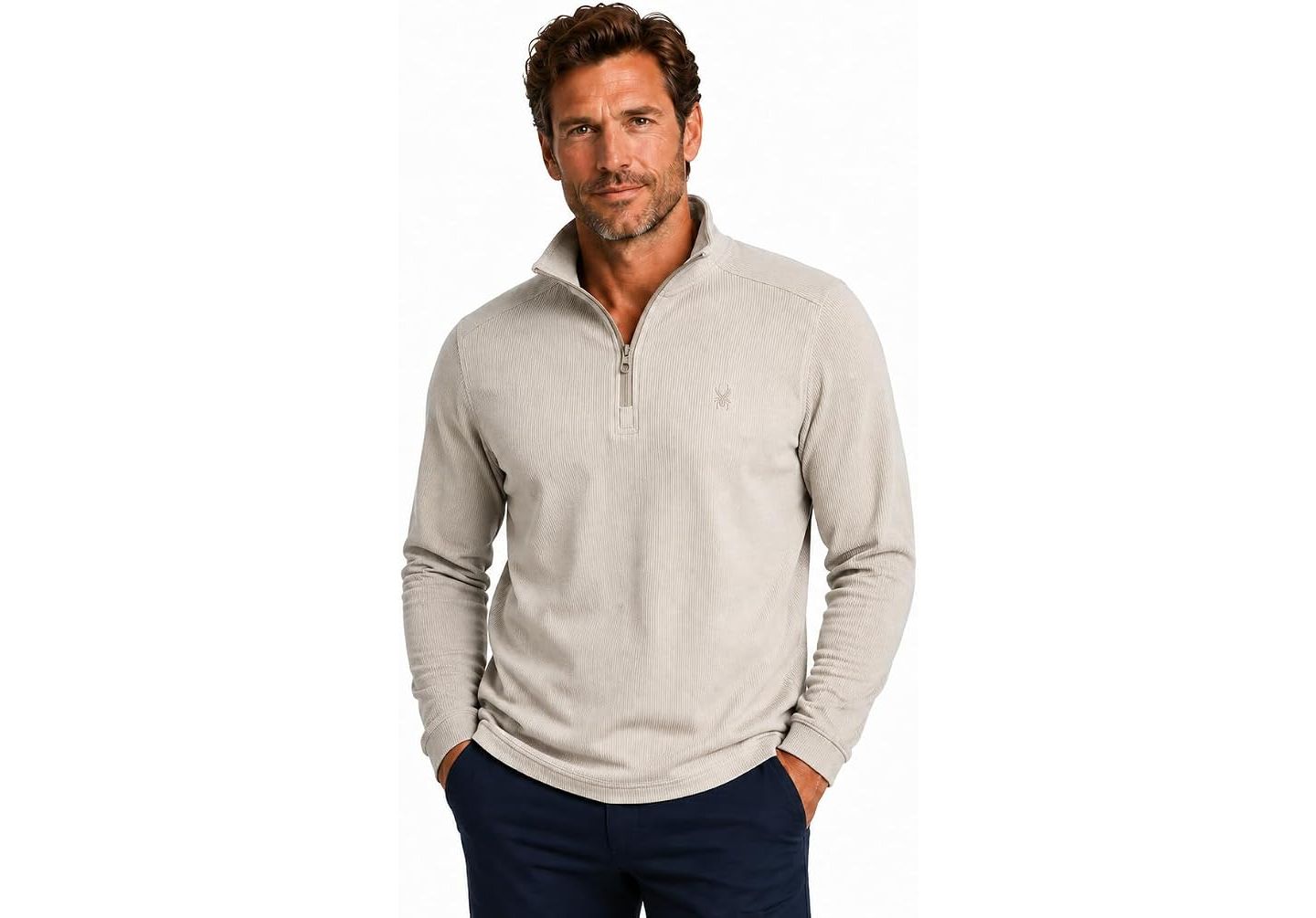 Мужской свитшот Spyder Corduroy Quarter Zip, цвет: Костяной — фото 1