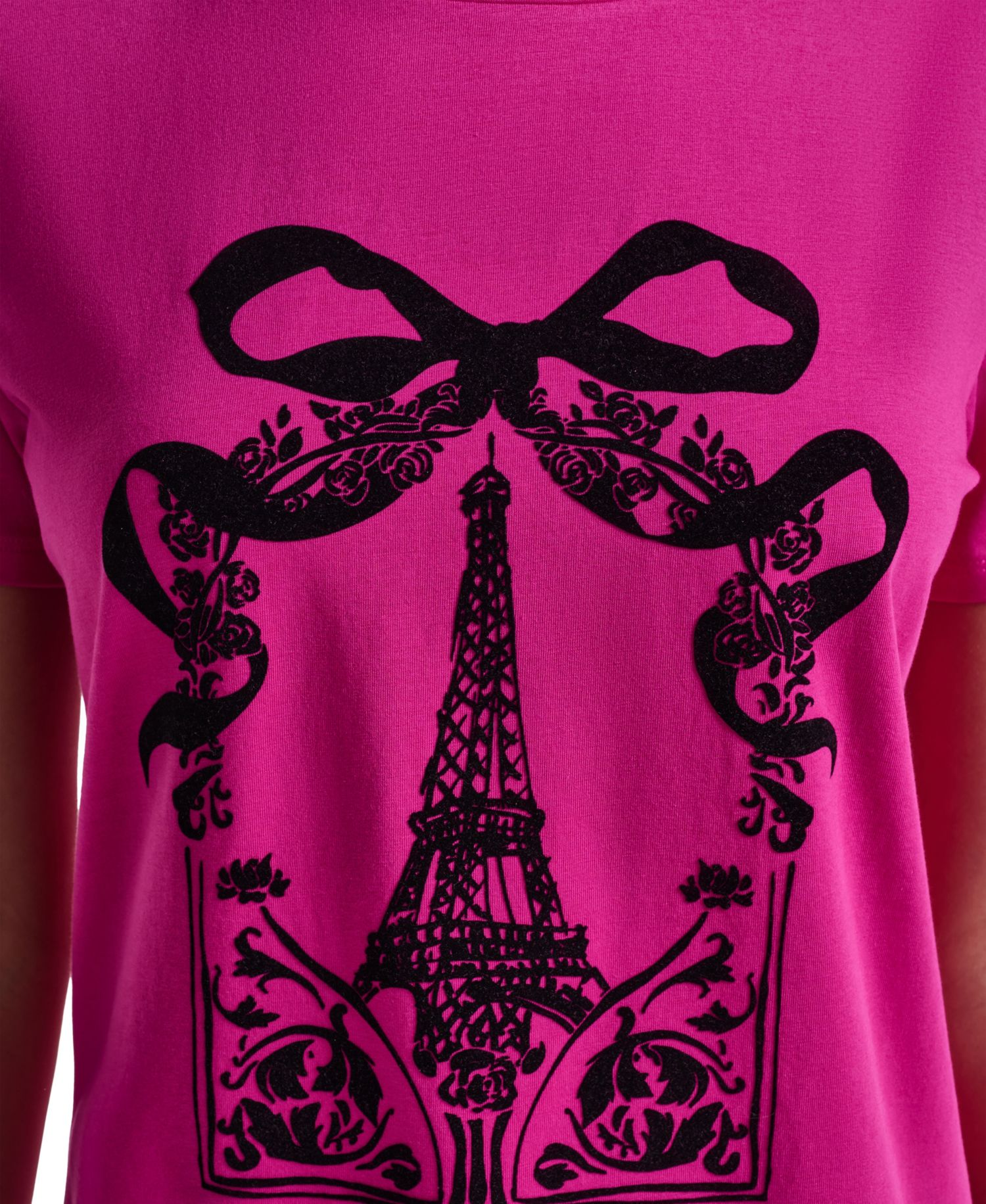 Women's Eiffel Tower Bow Graphic Tee T-Shirt