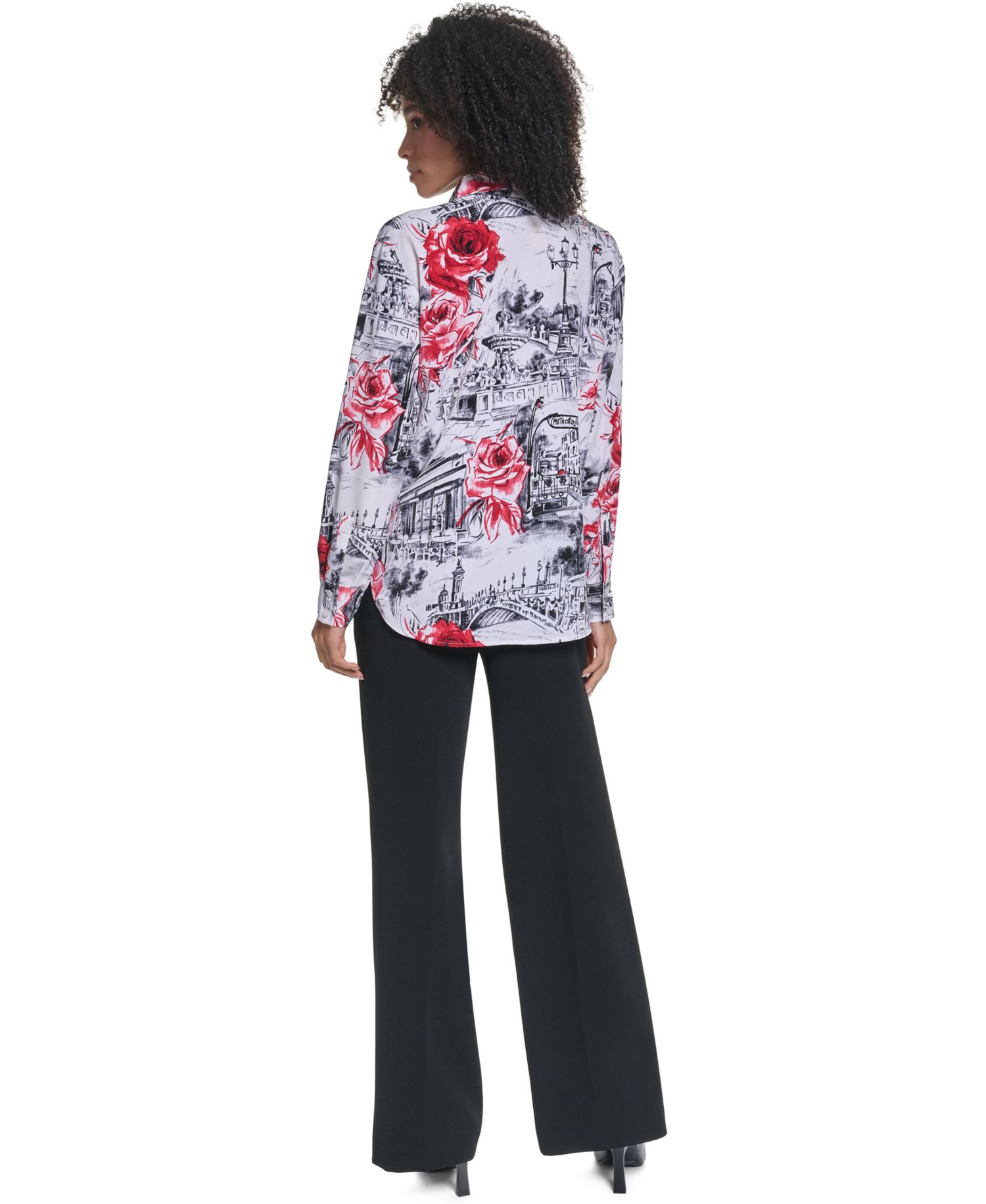 Women's Printed Long-Sleeve Blouse