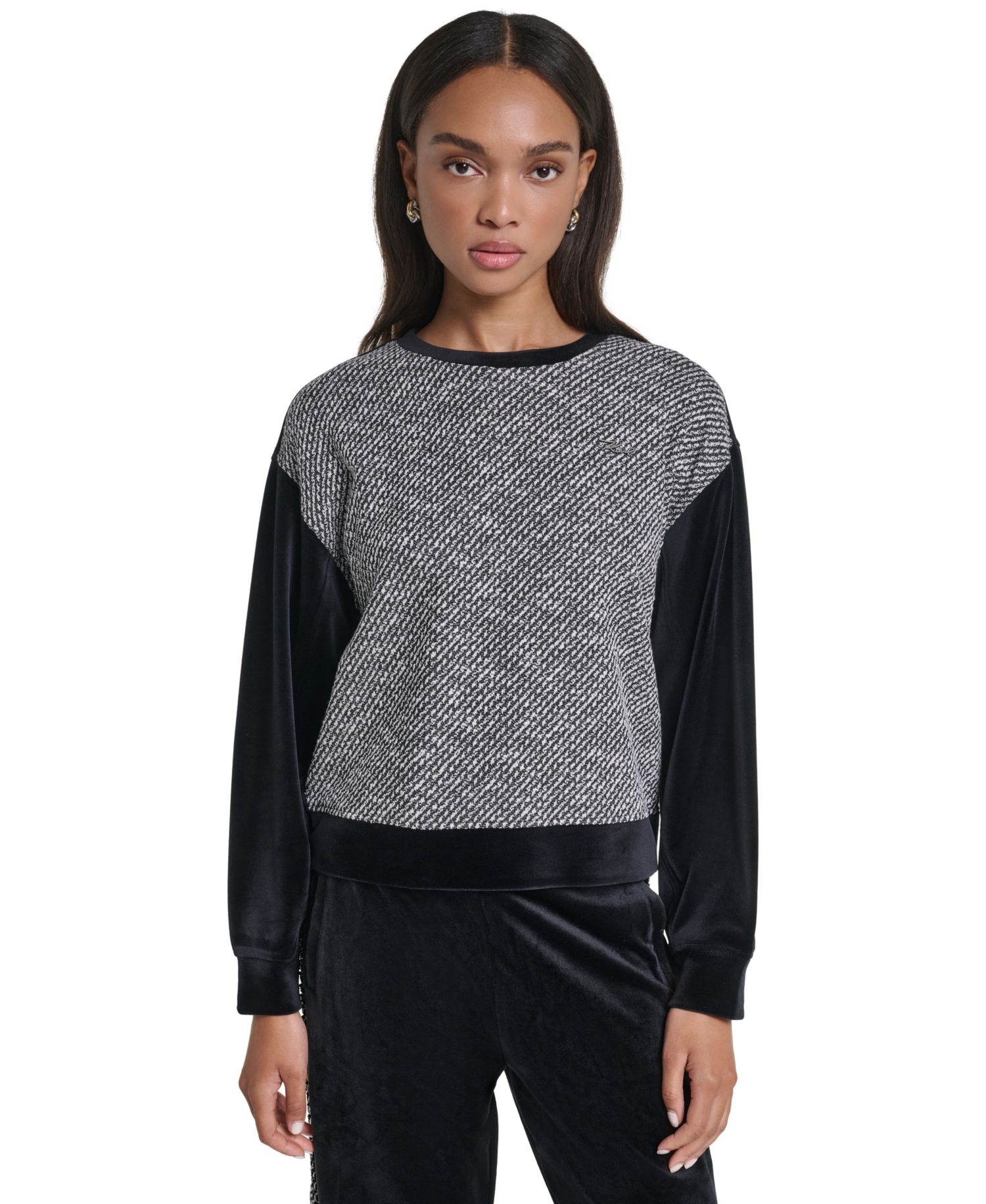 Women's All Over Crystal & Gems Colorblock Sweatshirt