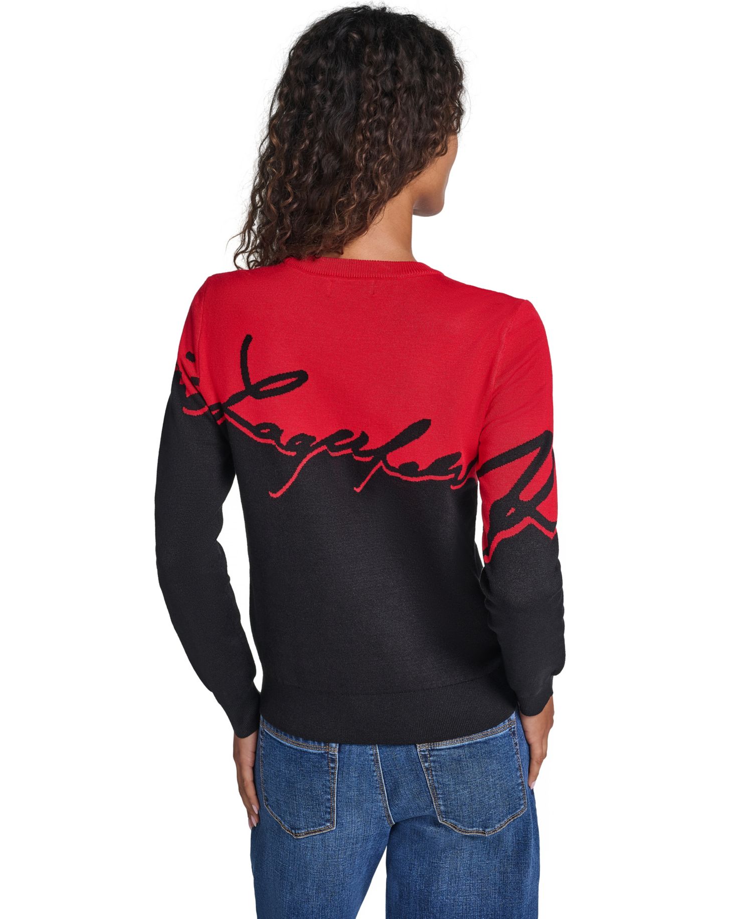 Women's Rhinestone-Logo Long-Sleeve Colorblock Sweater