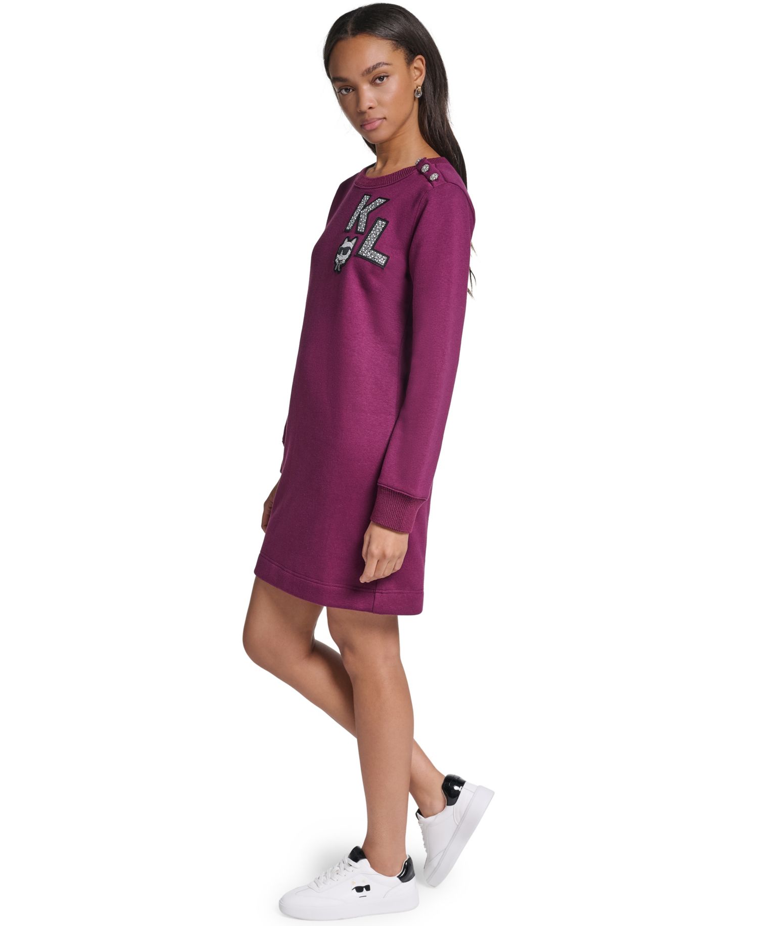 Women's KL Patch Long-Sleeve Crewneck Sweater Dress