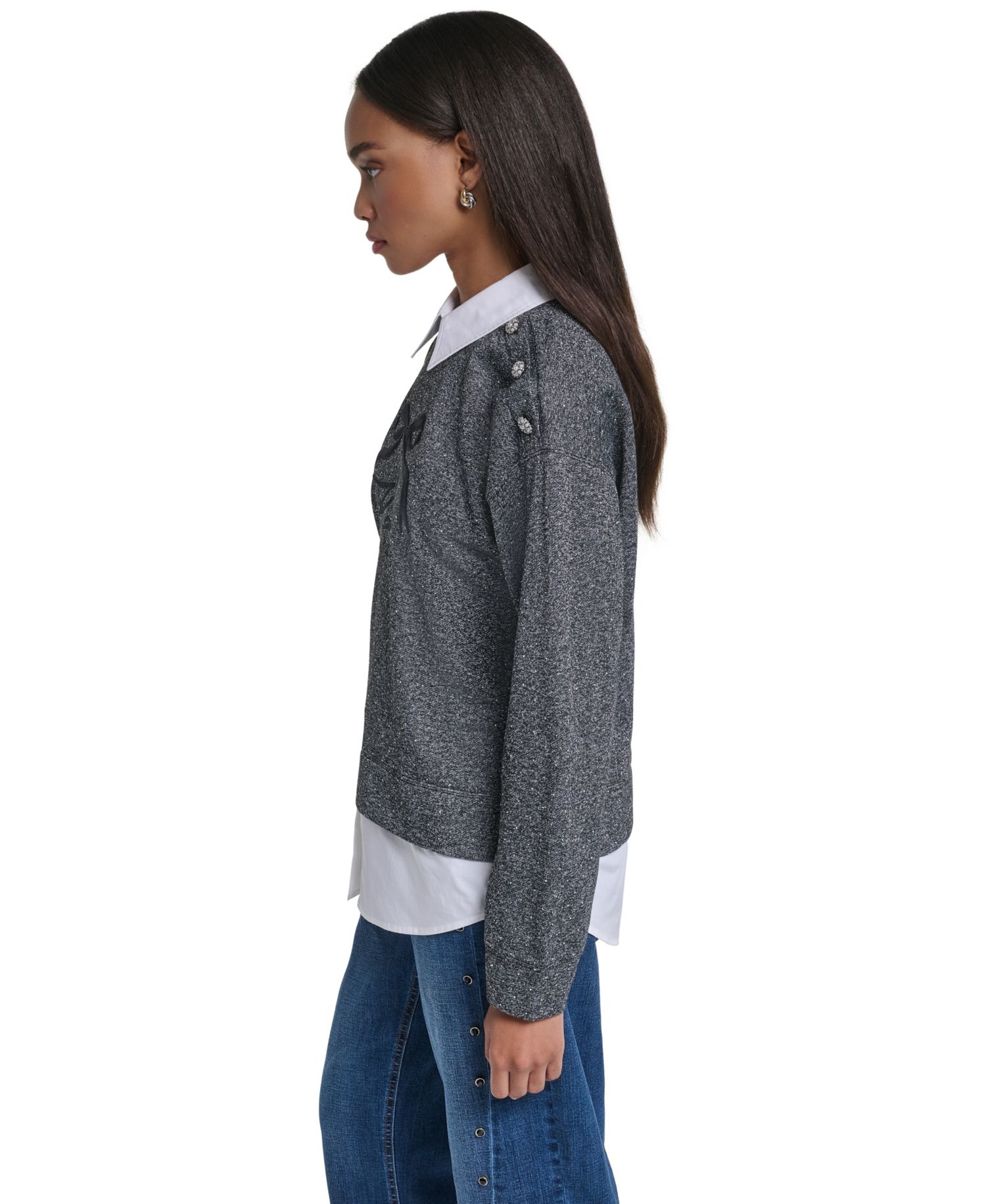 Women's Collared Oversized Logo-Bow Sweatshirt