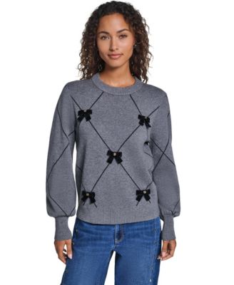 Women's Argyle 3D Bow Sweater