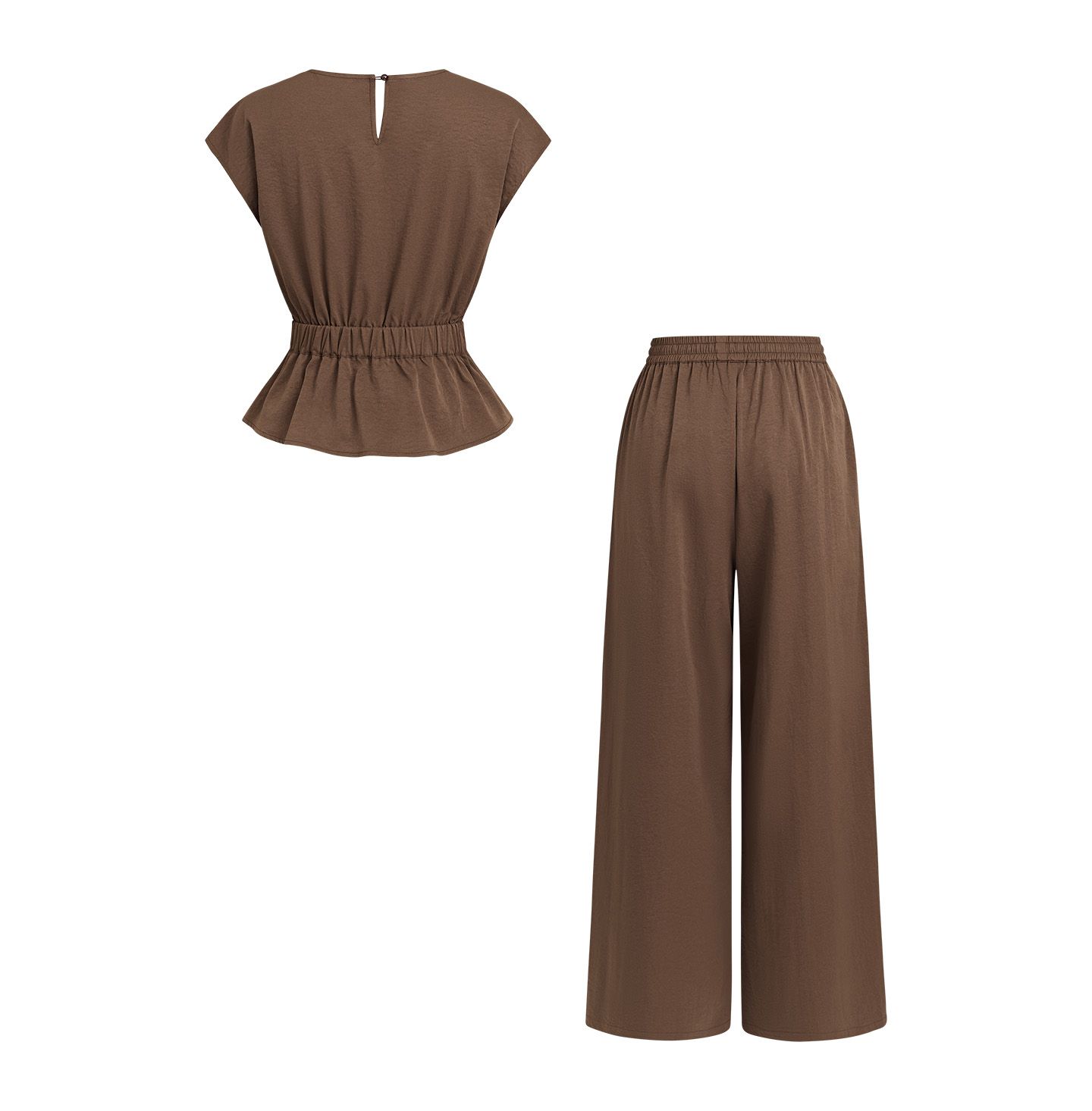Cupshe Women's Wrap V-Neck Sleeveless Top and Wide-Leg Pants Matching Set, цвет: Коричневый — фото 7