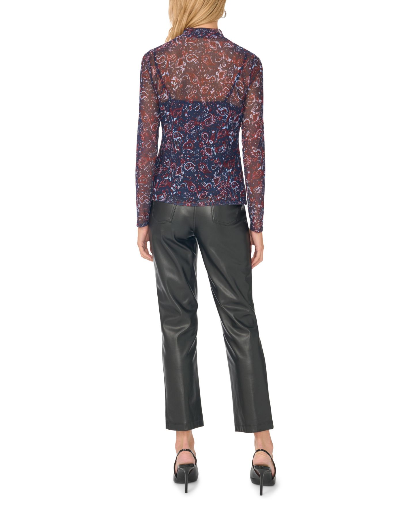 Женский топ Vince Camuto Mock-Neck Long-Sleeve Paisley, цвет: Тёмно-синий — фото 6