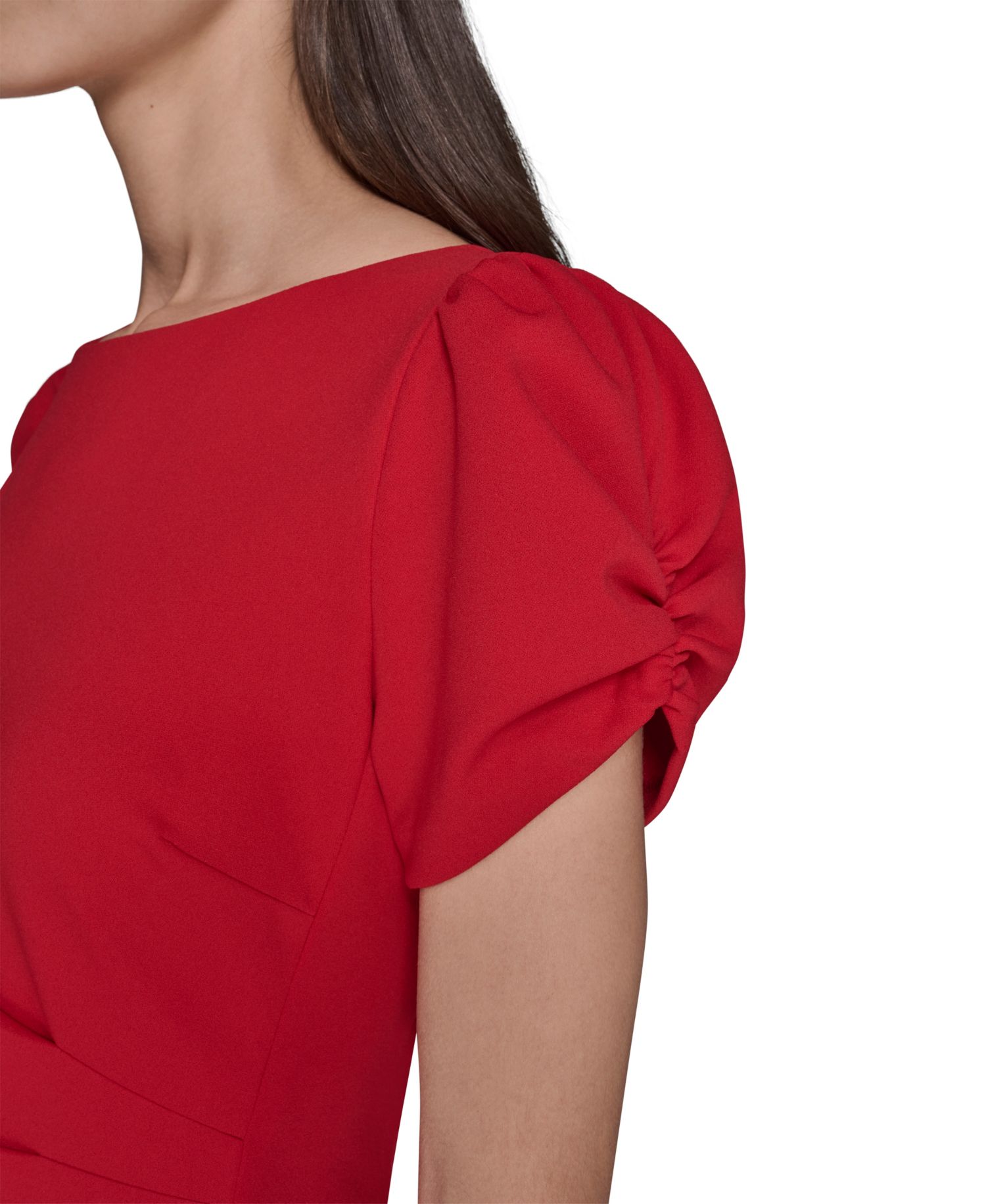Women's Puff-Sleeve Side-Pleated Dress