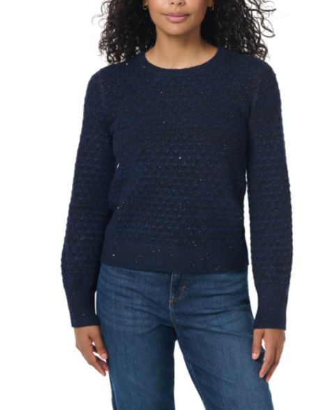 Женский свитер Gloria Vanderbilt Sequined Crewneck Blouson Long Sleeve, цвет: Тёмно-синий