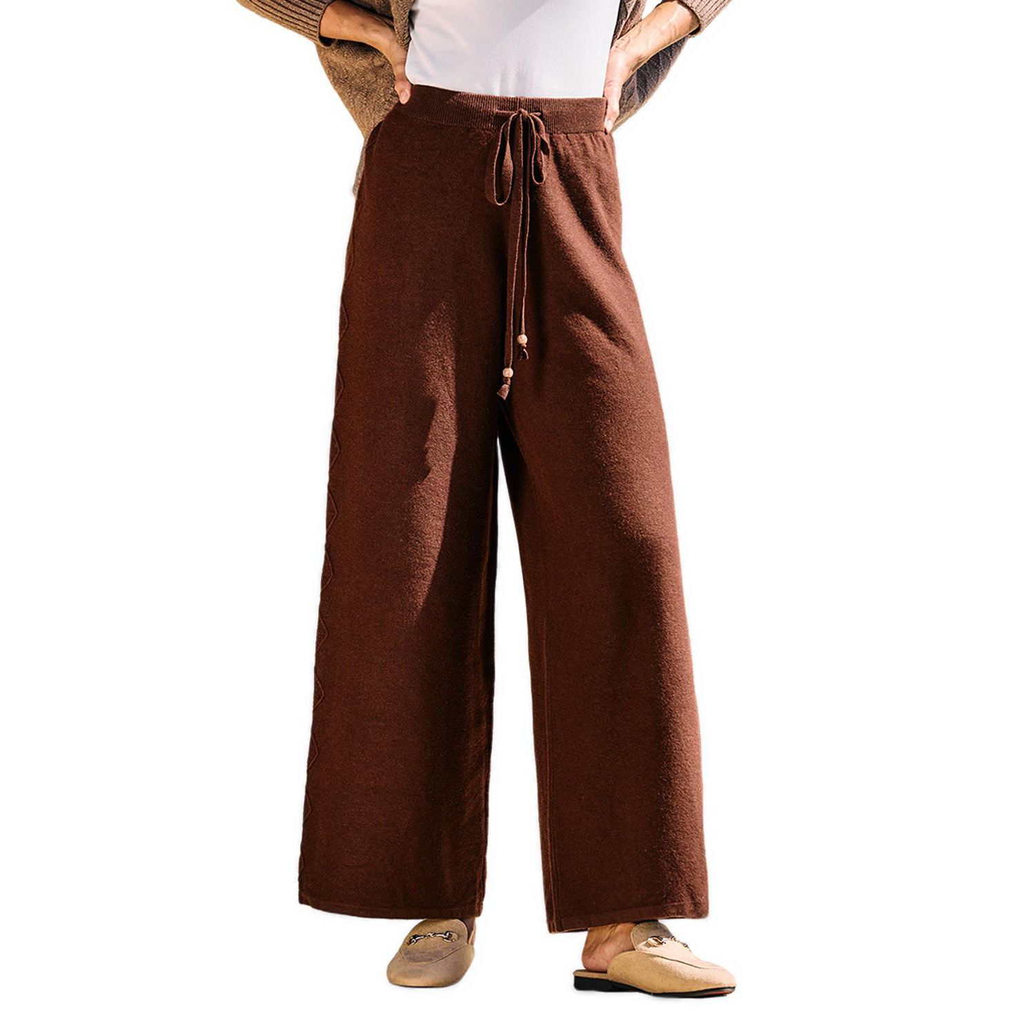 Women's Take a Breather High-Rise Wide-Leg Cable-Knit Pants