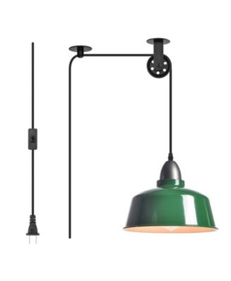 Farmhouse Plug in Pendant Light Pulley Pendant Lamp