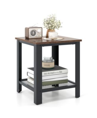 Industrial End Table 2 Tier Side Table