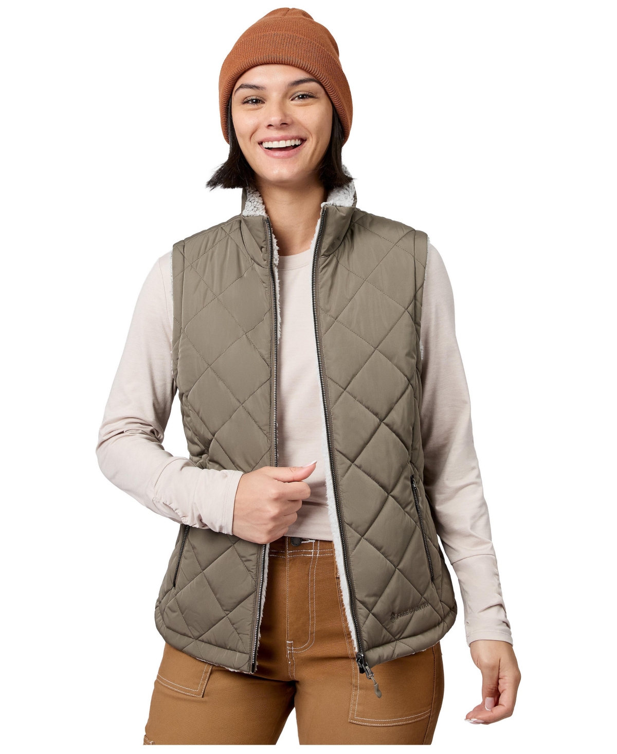 Free Country Women's Stratus Lite Reversible Quilted Vest - Olivine