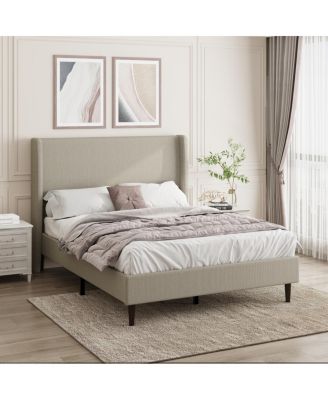 Queen Upholstered Bed Frame with High Headboard