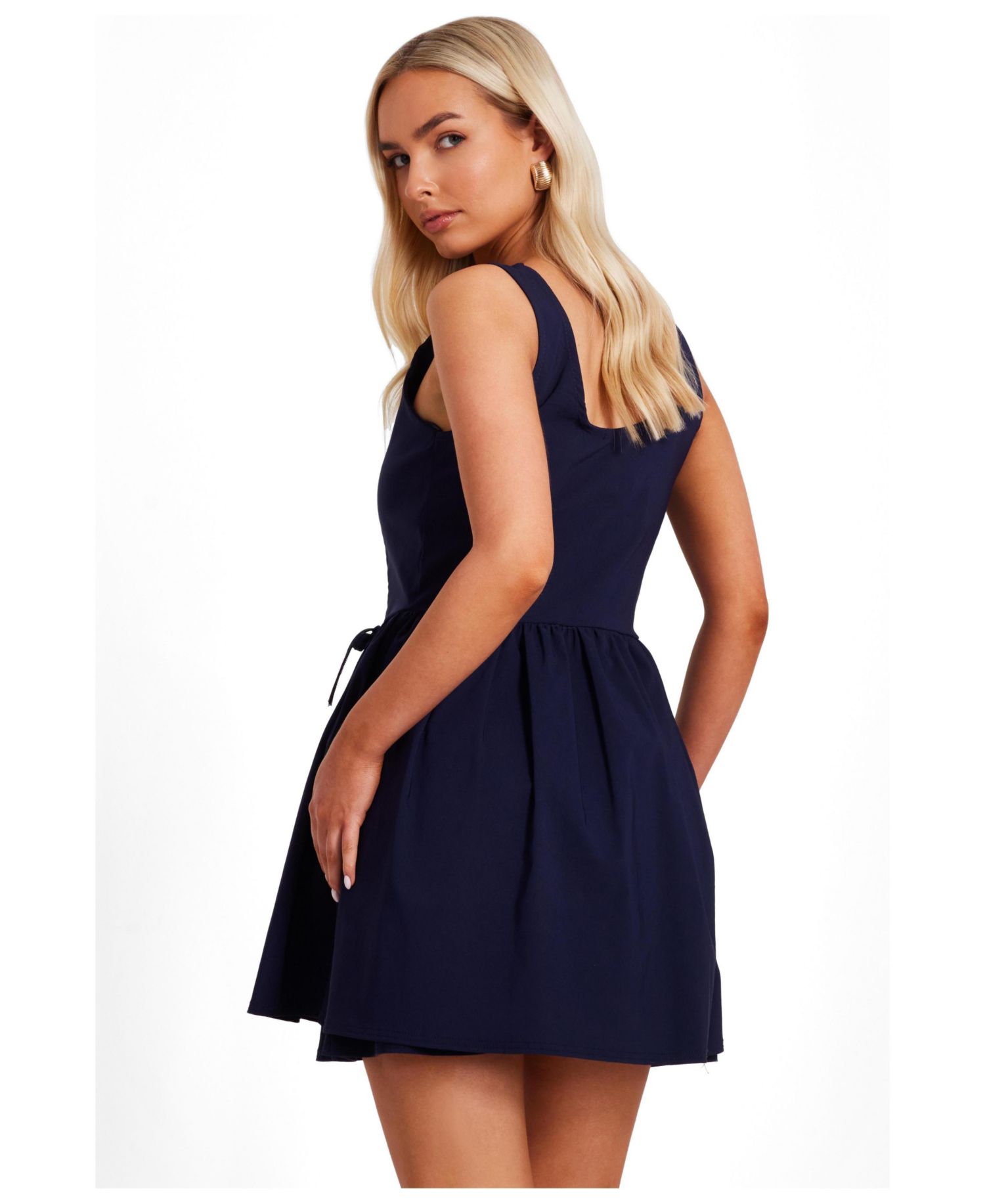 Women's Bengaline Square Neck Mini Dress