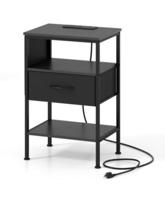 24.5-Inch Nightstand with a Folding Fabric Storage Drawer