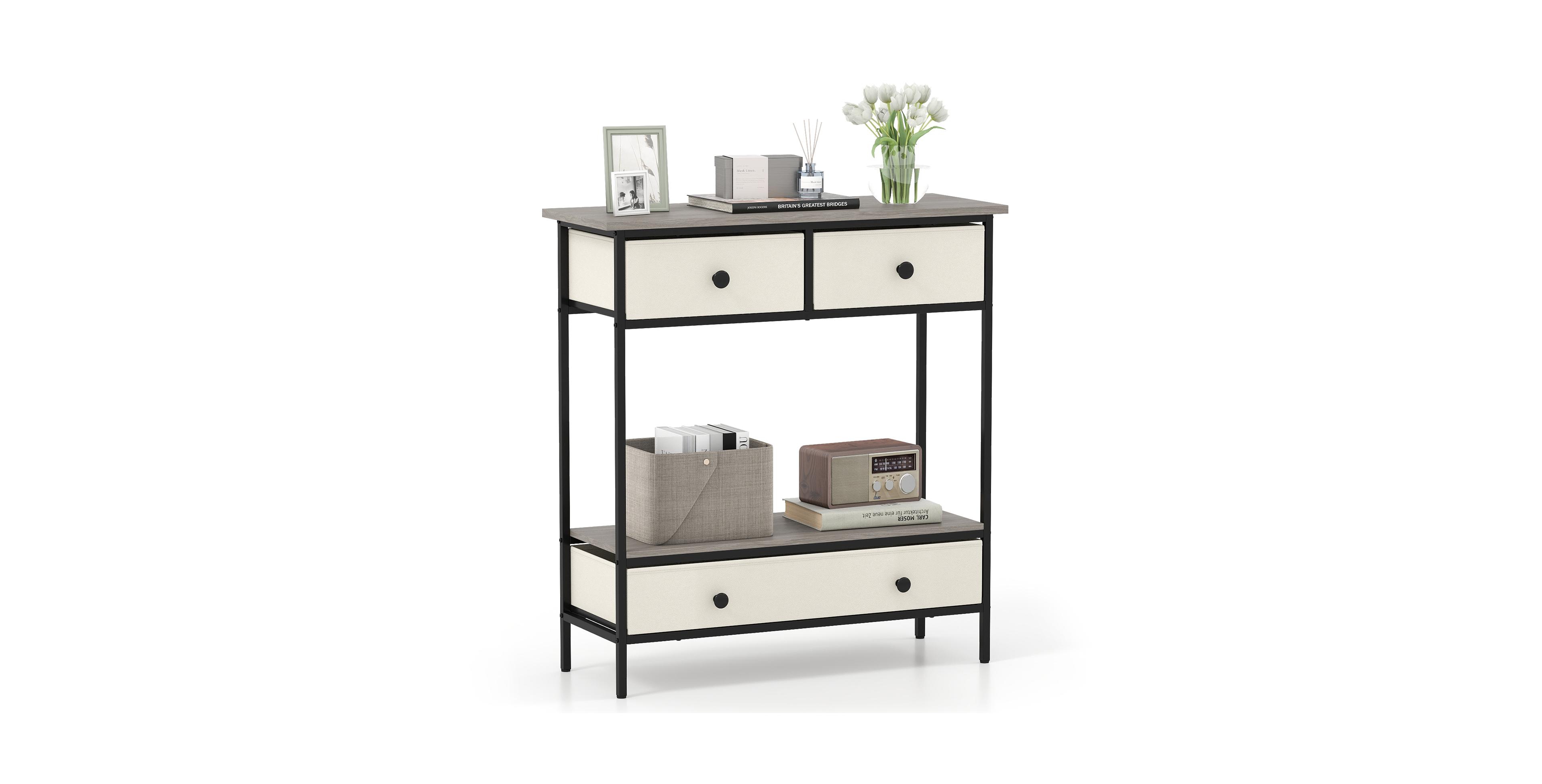 Mecale Farmhouse Console Table with Open Storage Shelf for Hallway
