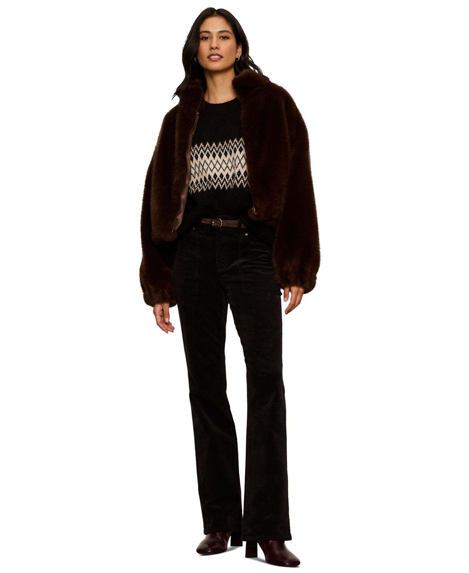 Women's Everest Faux Fur Funnel-Neck Zipper Bomber