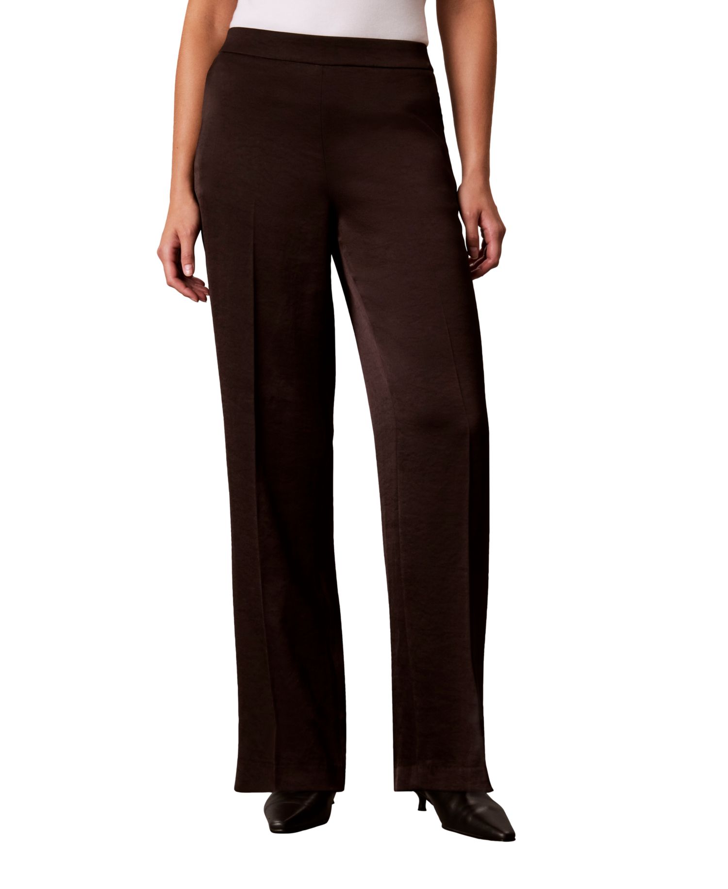 Women's Pull-On Wide-Leg Satin Pants