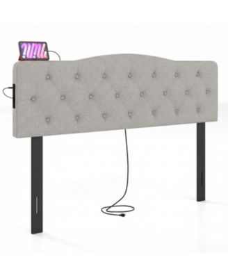 Tufted Upholstered Head Board for Queen and Full Size Bed with 2 AC Outlets