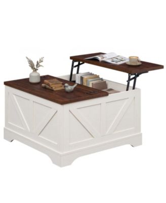 31.5 Inch Square Coffee Table with Lifting Tabletop and Hidden Compartment
